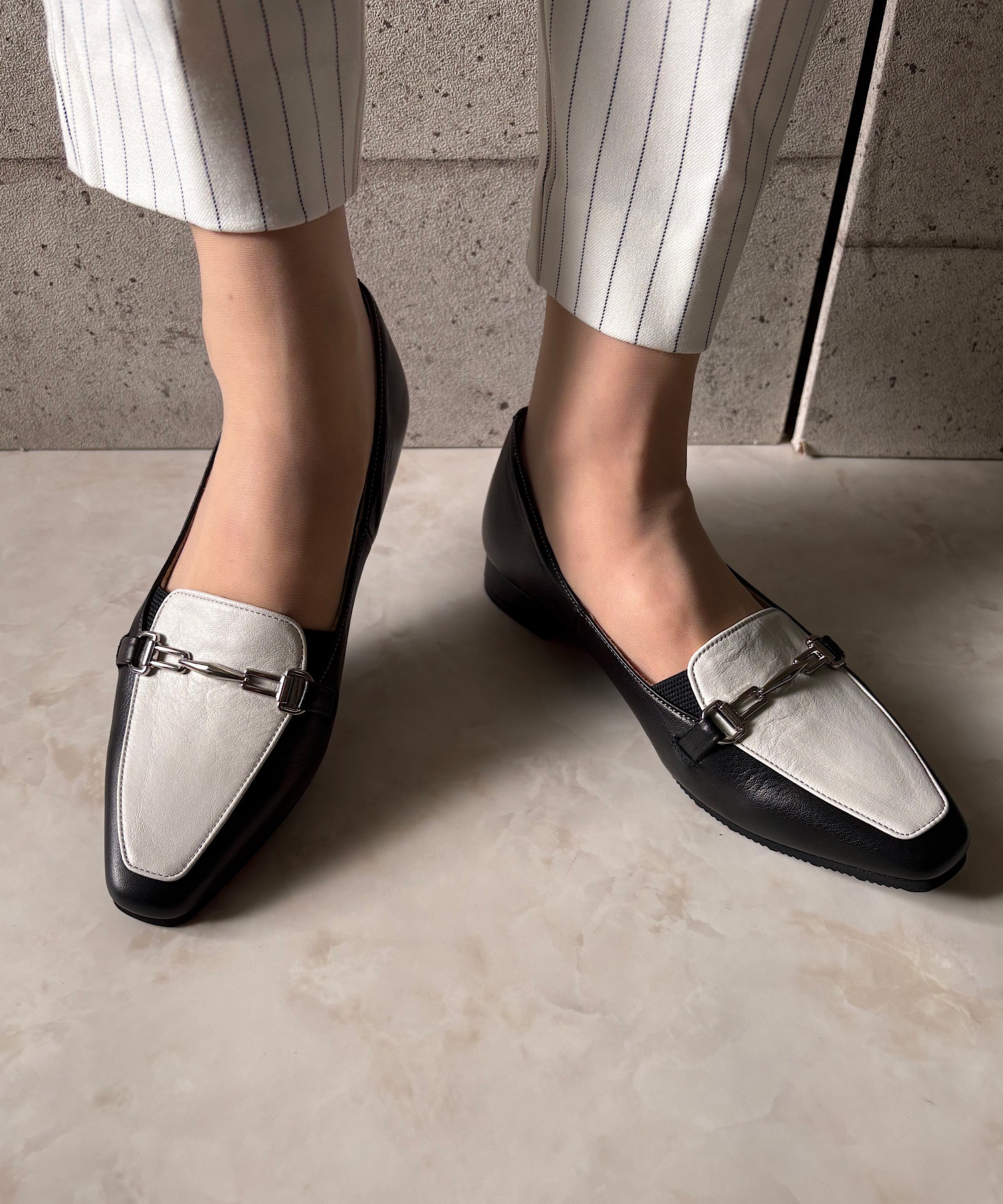 3E／日本製／本革】ローファーパンプス blanc/bleu│Jeffrey Campbell