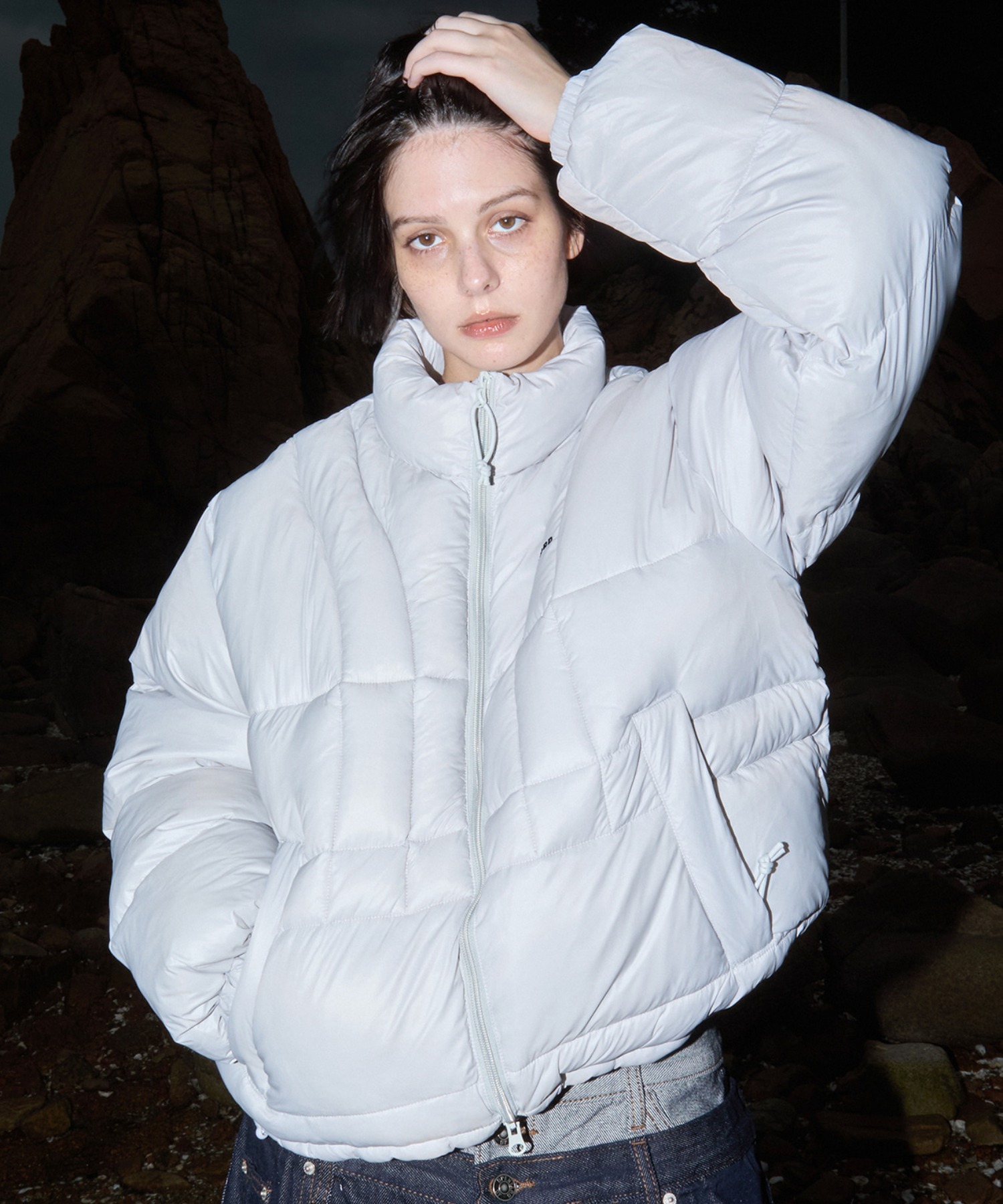 OHGA オーガ BUBBLE JK バブルジャケット ホワイト ブルゾン OY/オーワイ』VERTICAL PANEL PUFFER JACKET/バーティカルパネル中綿