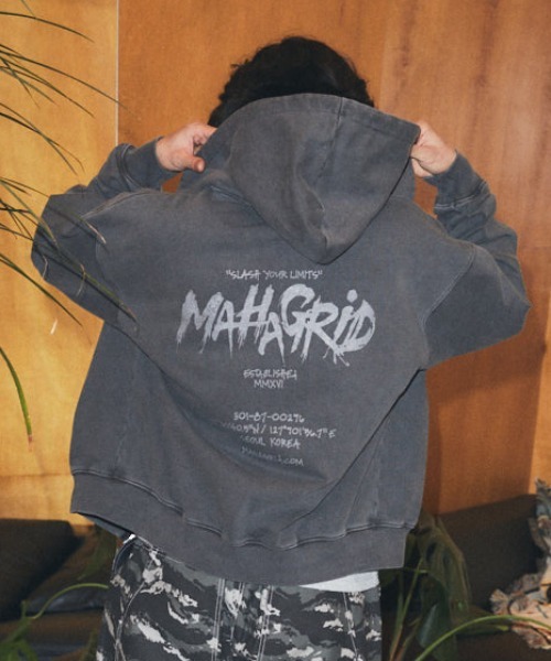 mahagrid/マハグリッド』 Slash Logo Pigment Zip-Up Hoodie 