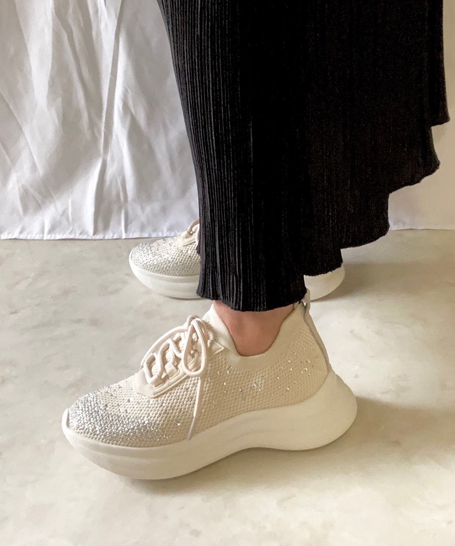 機能性インソール スニーカー blanc/bleu│Jeffrey Campbell