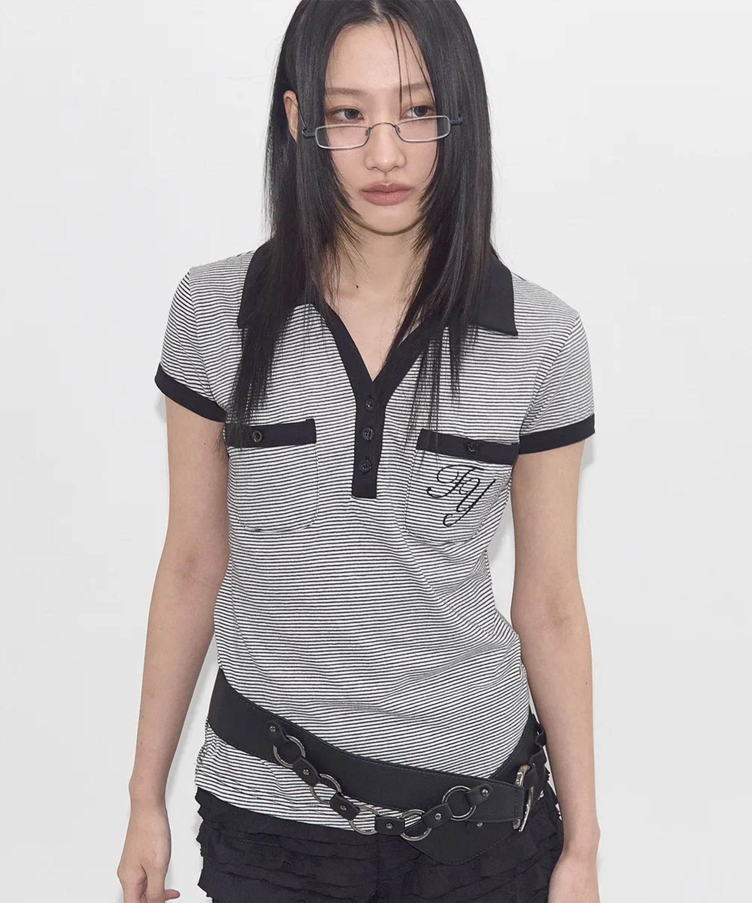 ★韓国の人気★【 】★LOGO BEL.T★正規品★ Tシャツ -DOUBLE HEART LOGO-（BLACK） – YGEX OFFICIAL SHOP