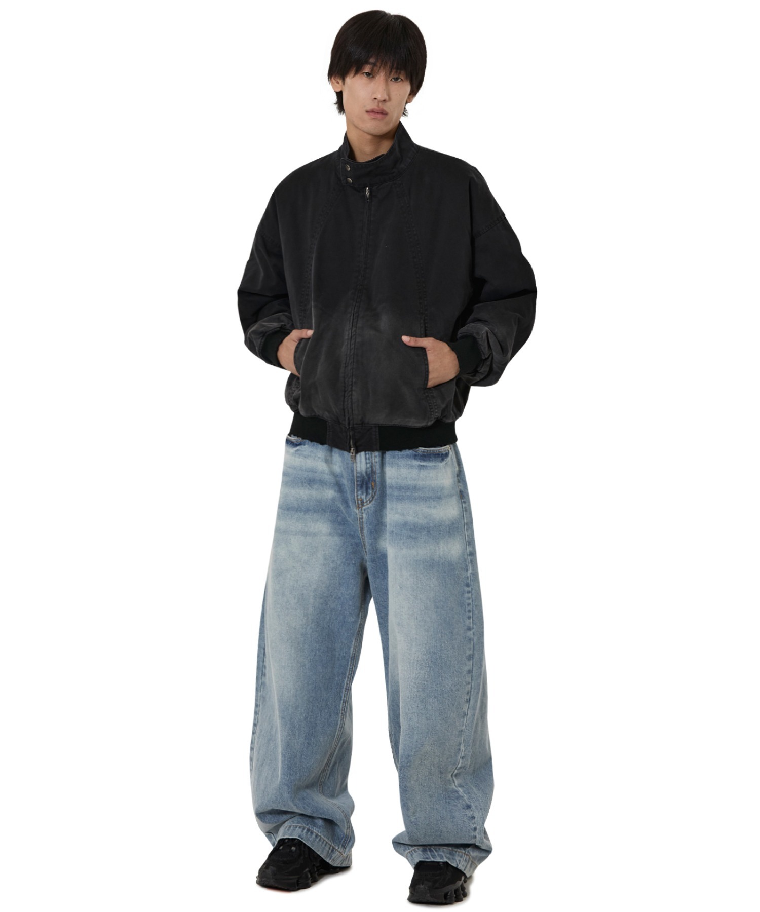 NYJYO  オーダーボトム OY/オーワイ』 CURVED PANEL WASHED DAMAGE BOMBER JACKET