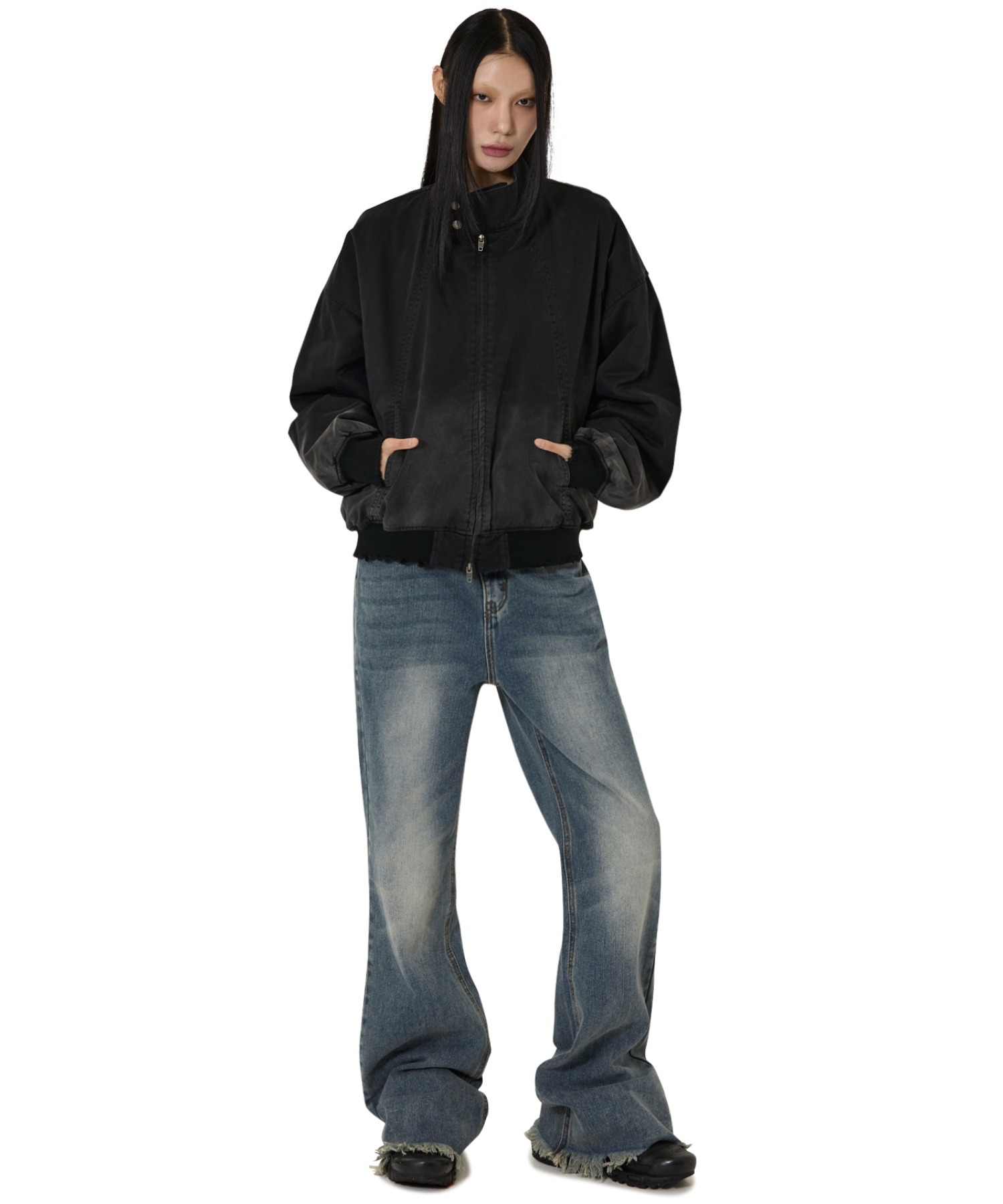 OY/オーワイ』 CURVED PANEL WASHED DAMAGE BOMBER JACKET