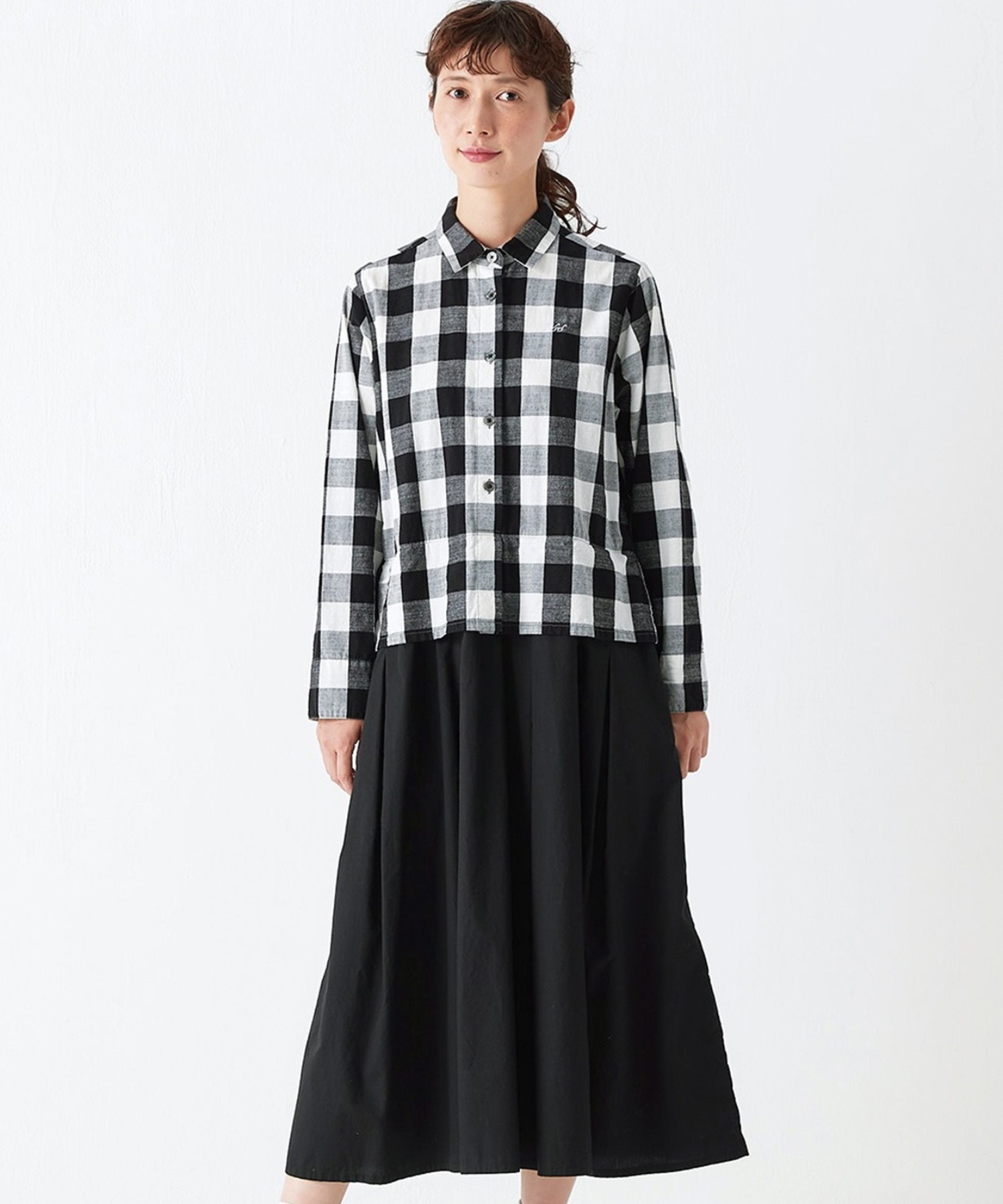 商品をSale価格 サニークラウズ ponさんのすそからギンガムワンピース 