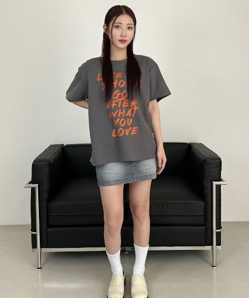 ★DXOH★OVERFIT SHIRT CHARCOAL★正規品/韓国直送料込/人気 A'GEM/9 × .kom『DXOH/ディソエイチ』LIFE T-SHIRT/ライフティー