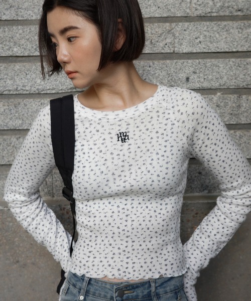 トップス MoA A'GEM/9 × .kom 『muah muah/ムーアムーア』 FLOWER FRILL CROP