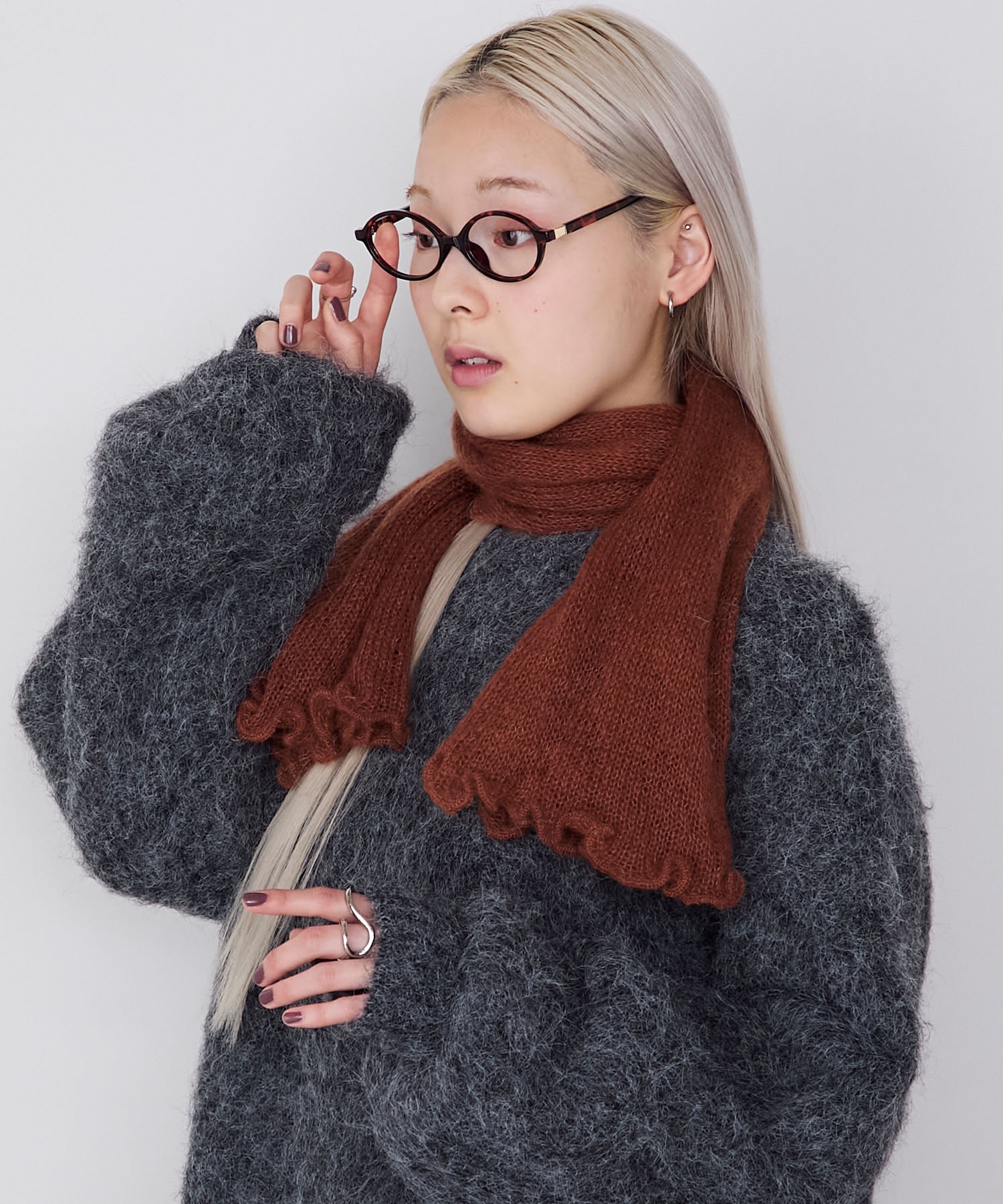 forksy.】【Santelli Francesca】フリルニットマフラー / サンテッリ