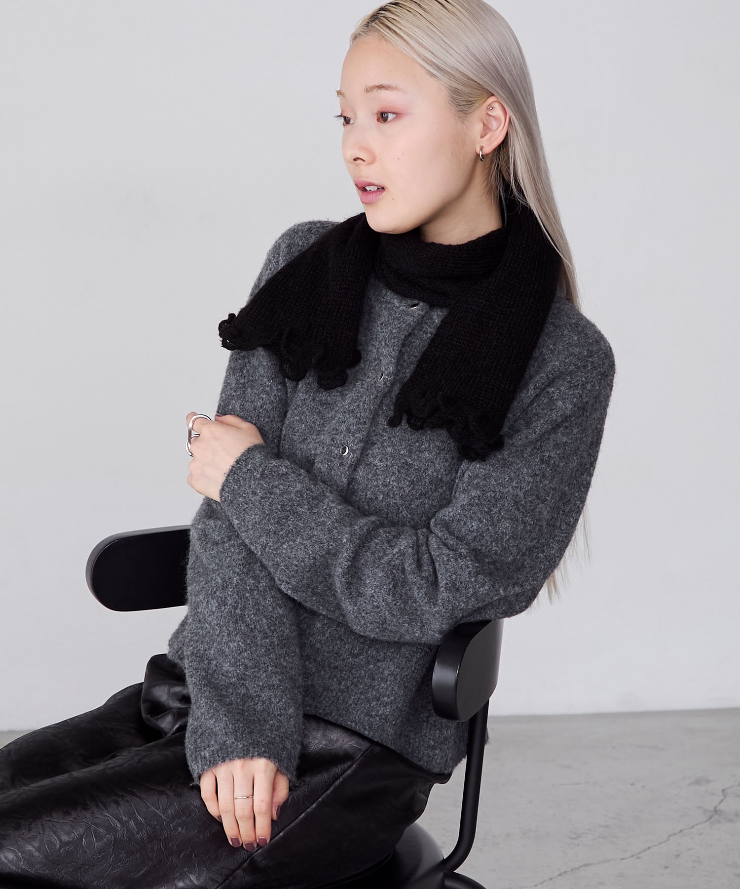 forksy.】【Santelli Francesca】フリルニットマフラー / サンテッリ