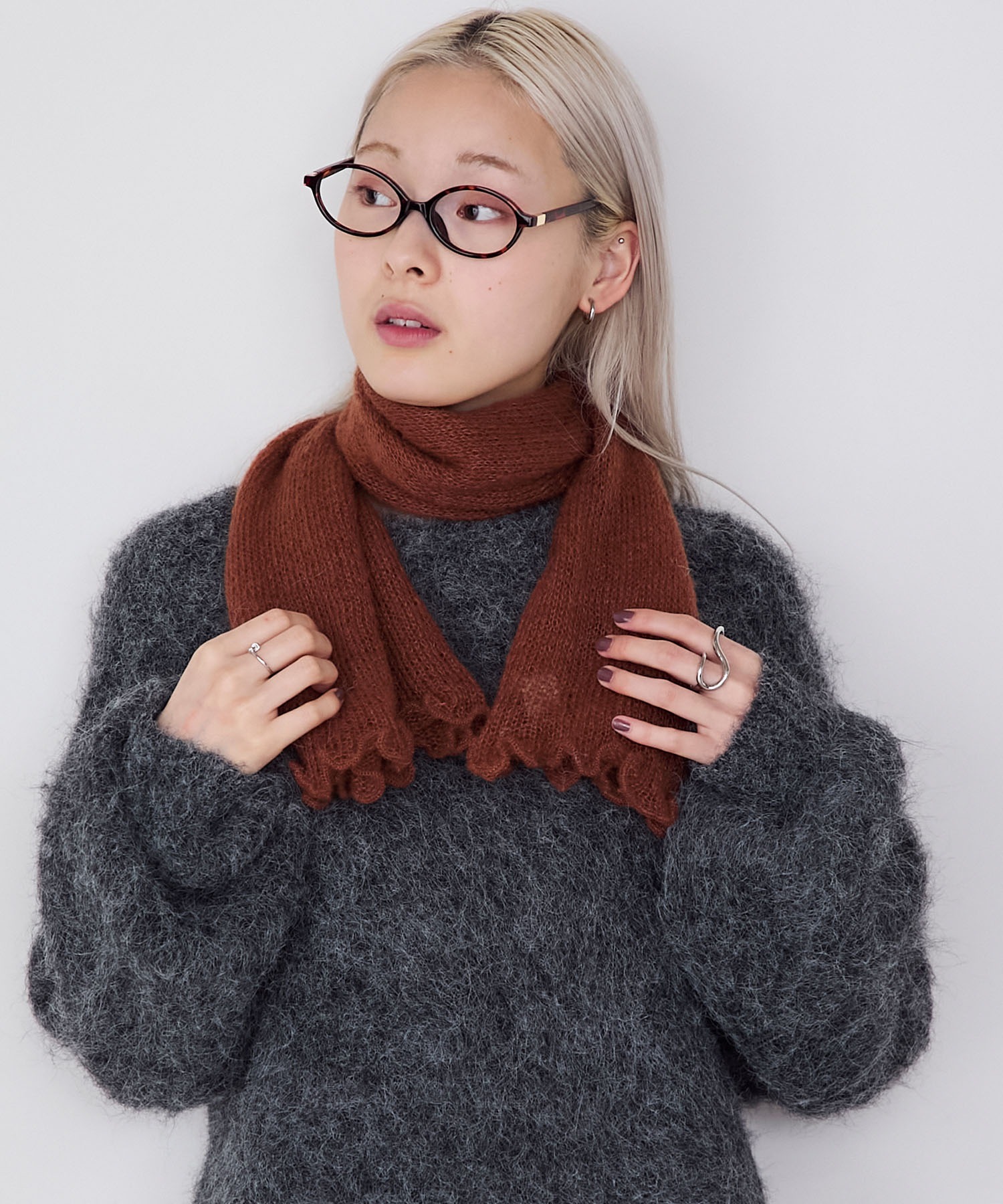 forksy.】【Santelli Francesca】フリルニットマフラー / サンテッリ