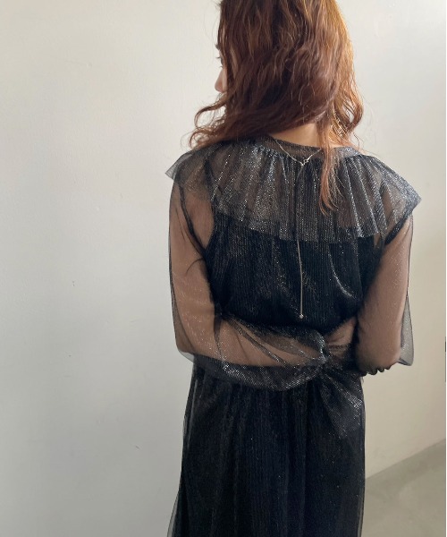 GLITTER FRILL COLLAR DRESS