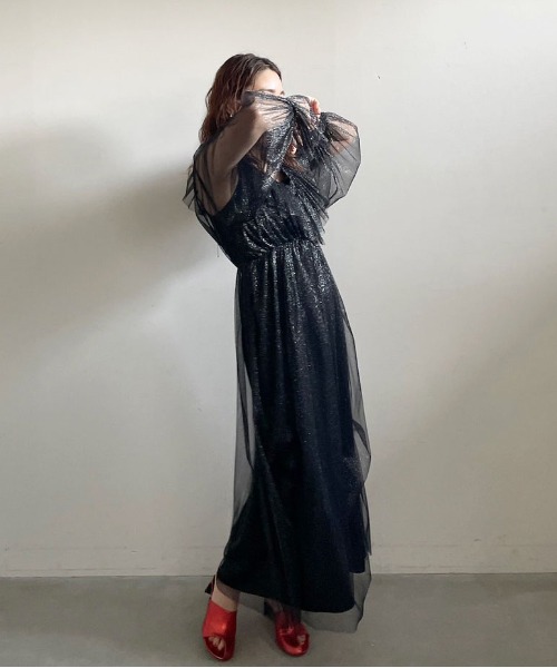 GLITTER FRILL COLLAR DRESS