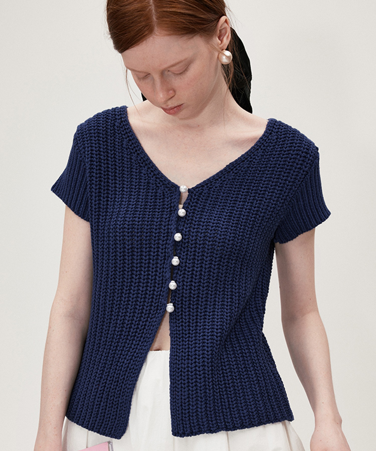 Vネック ショートスリーブ コットンニット FX24S161【Fano Studios