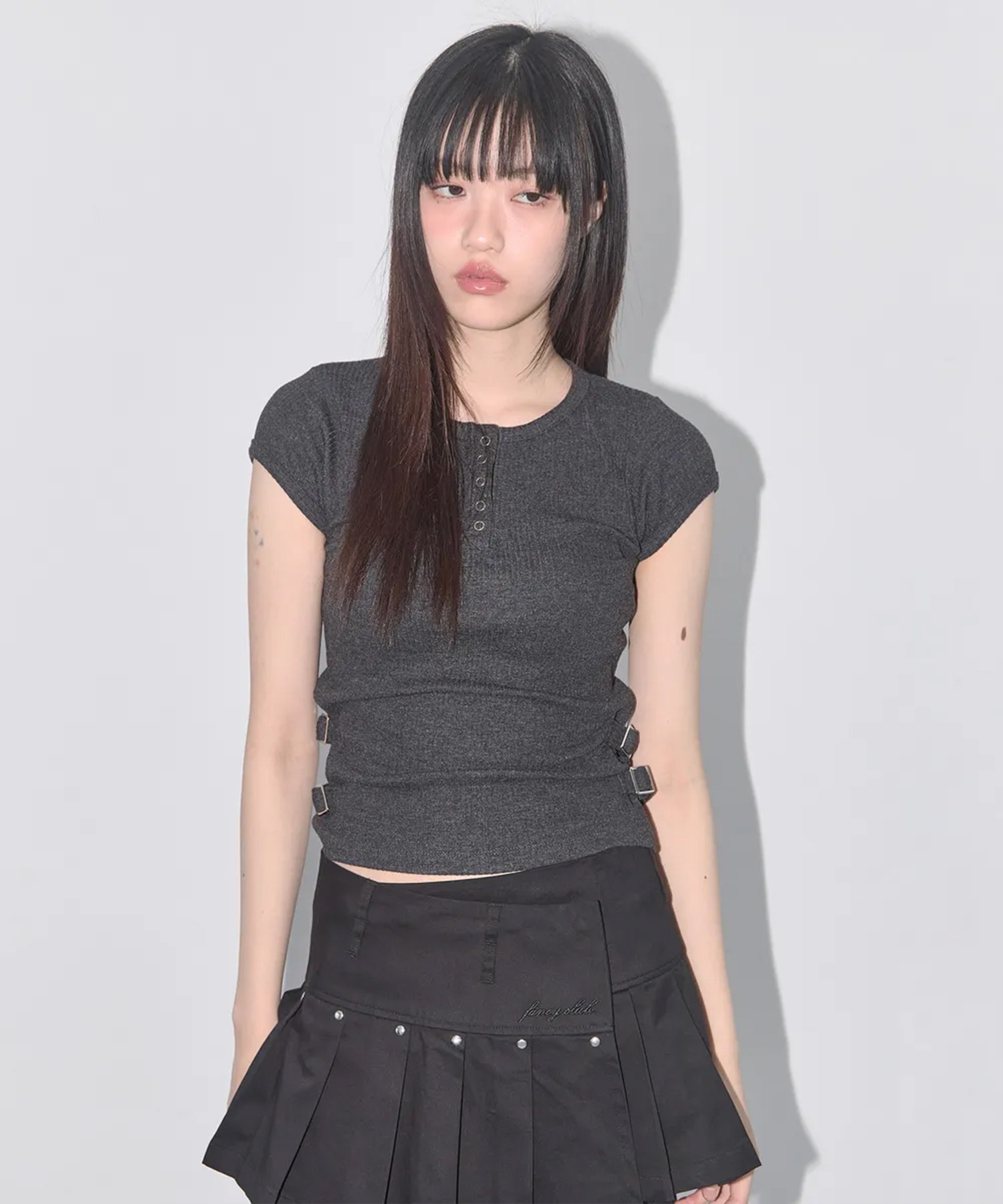 tシャツ 「FANCY CLUB」SIDE BUCKLE RIBBED TEE レディース ☆FANCY CLUB ☆SIDE BUCKLE RIBBED TEE (FANCY CLUB/Tシャツ