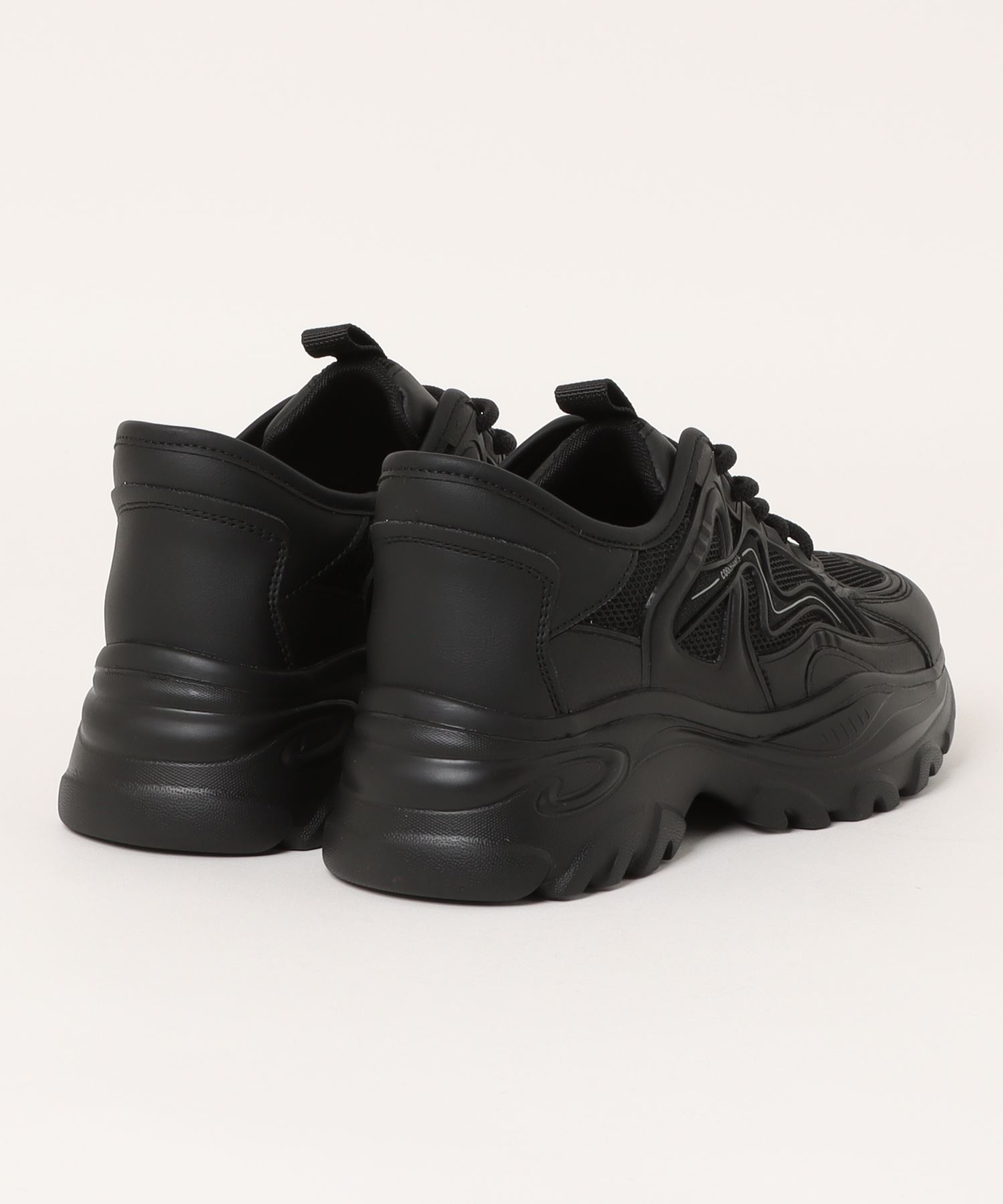軽量/293g/厚底/5cm/カップインソール】厚底スニーカー ALL BLACK