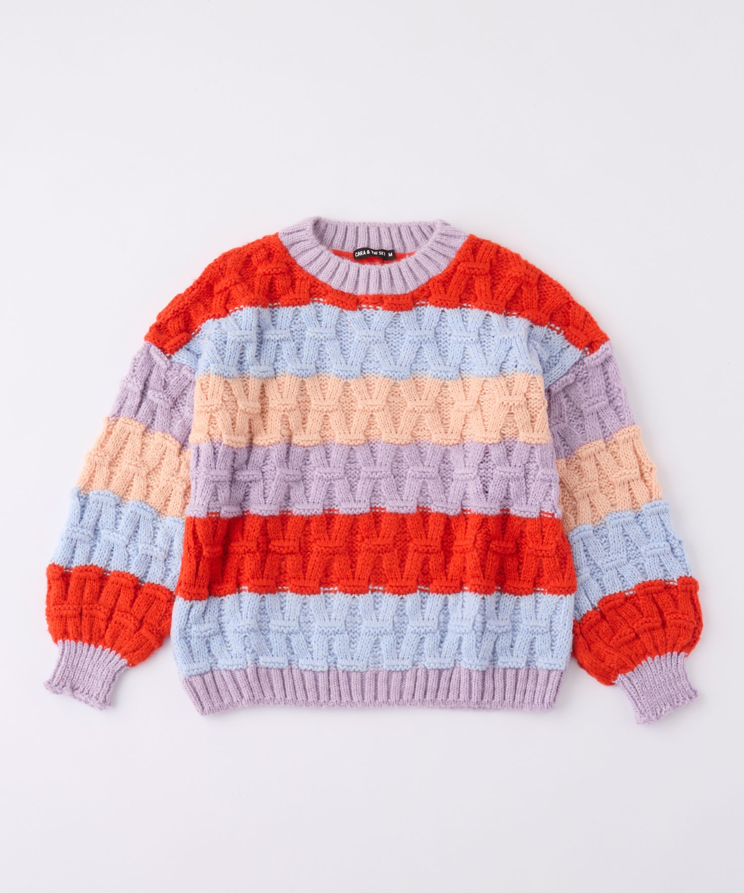 【forksy.】【Cara & The Sky】MANDY クロスステッチバルーンスリーブボーダーニット