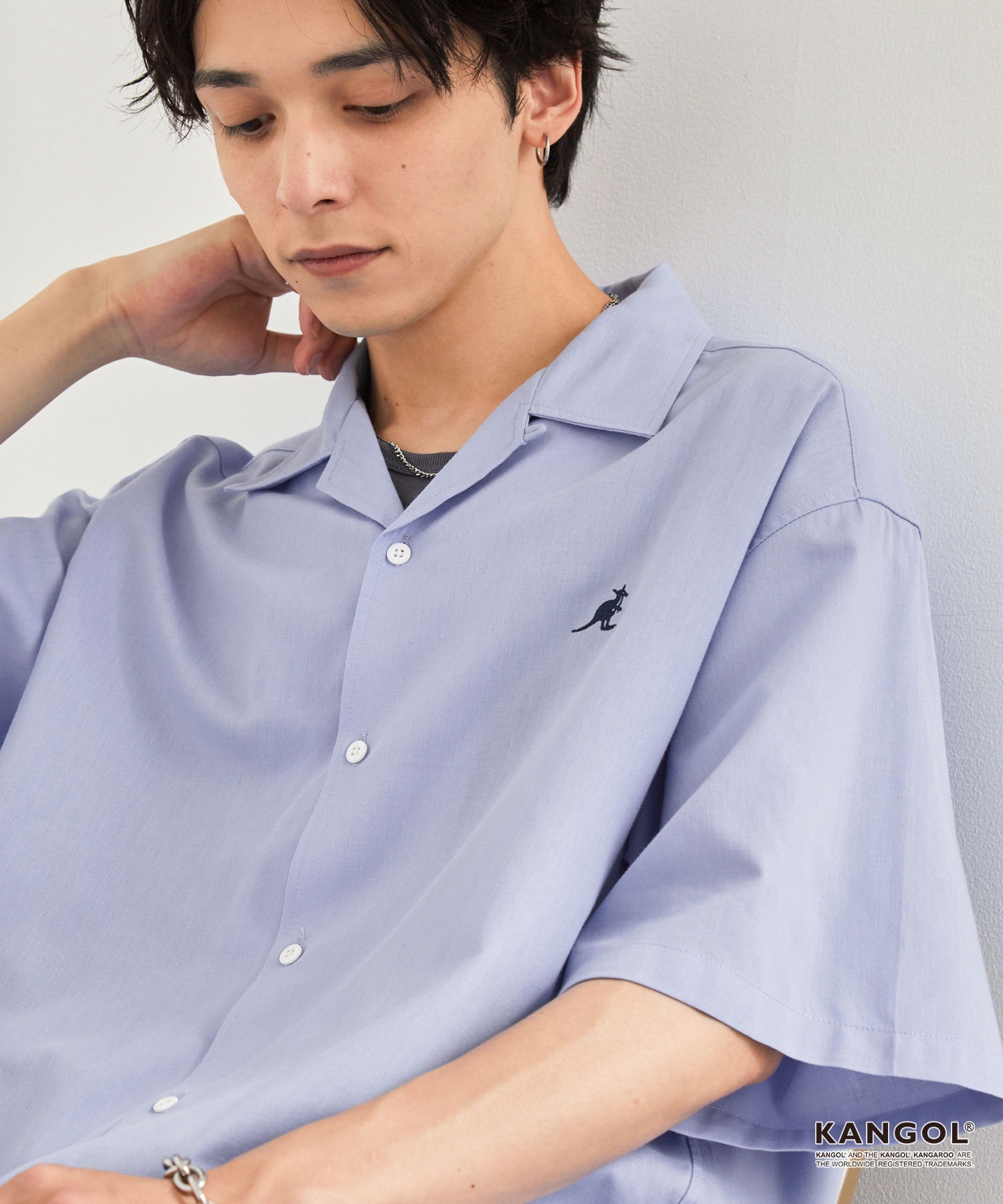 KANGOL/カンゴール 別注 ワンポイント刺繍 オープンカラー半袖シャツ