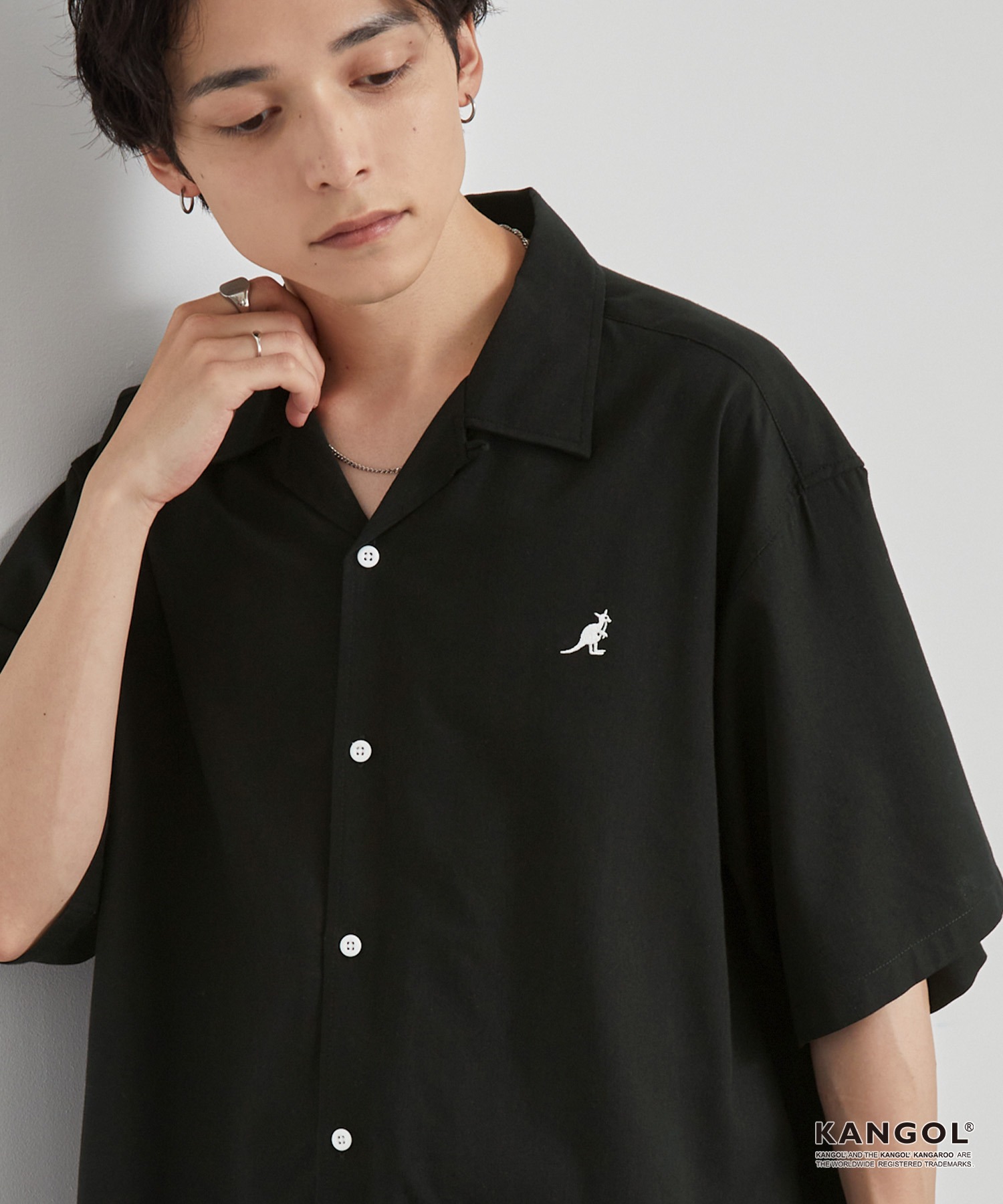 KANGOL/カンゴール 別注 ワンポイント刺繍 オープンカラー半袖