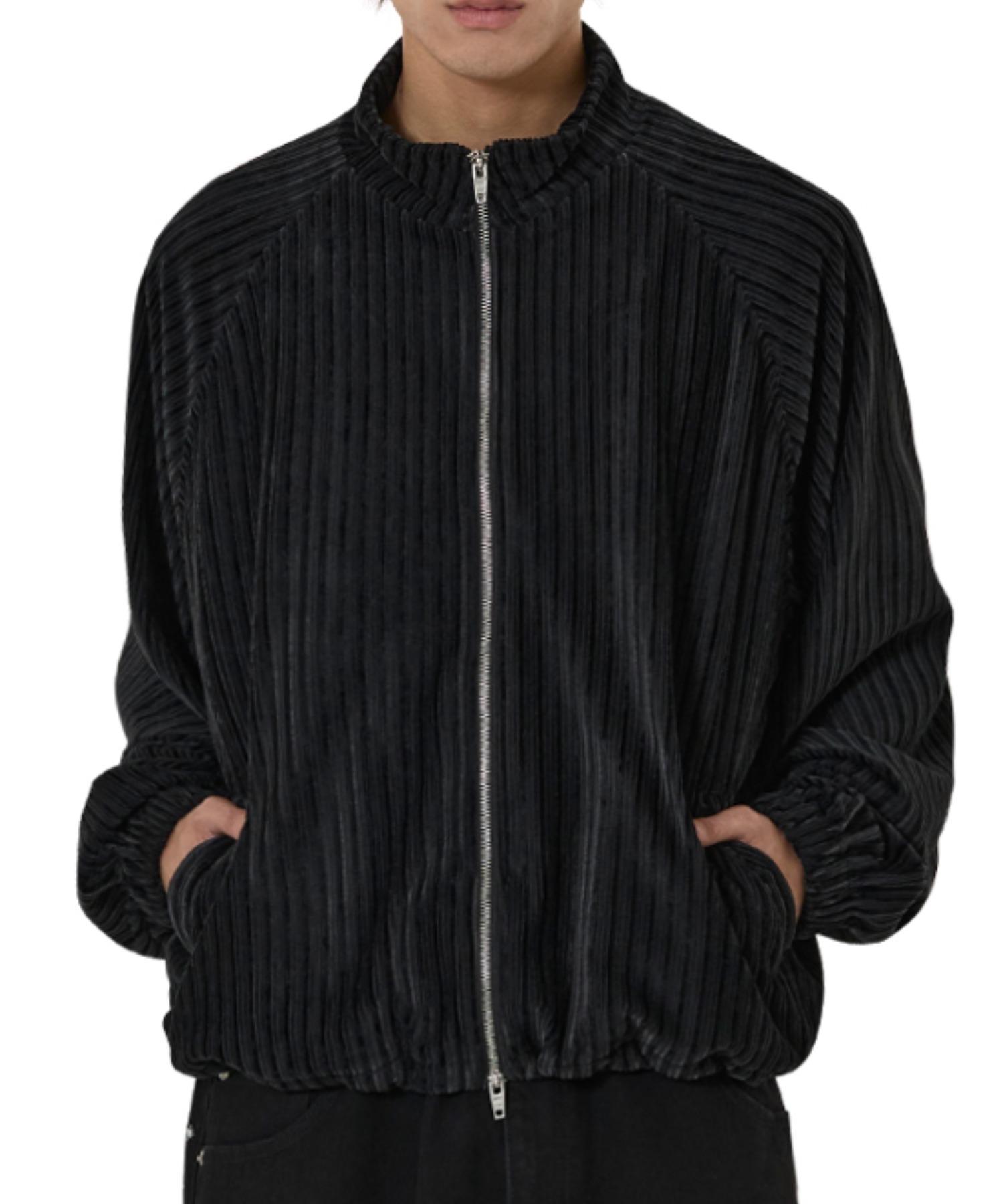 OY/オーワイ』STRIPED VELOUR ZIP UP JACKET/ストライプベロアジップ