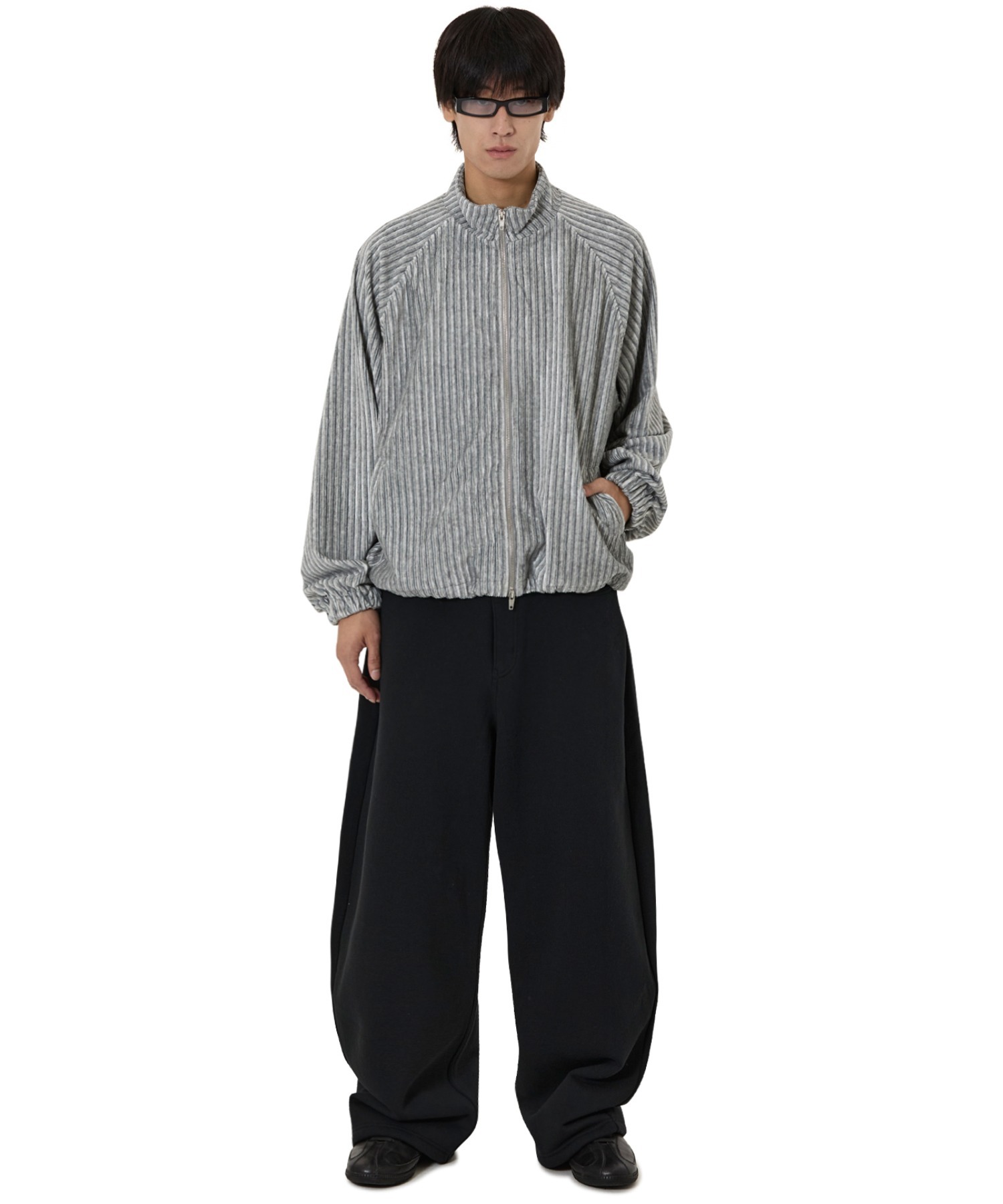 OY/オーワイ』STRIPED VELOUR ZIP UP JACKET/ストライプベロアジップ