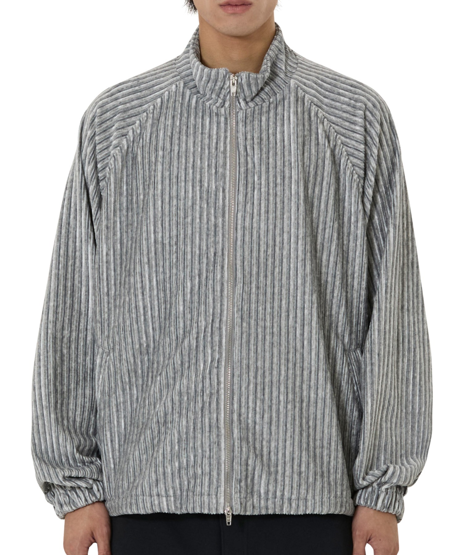 OY/オーワイ』STRIPED VELOUR ZIP UP JACKET/ストライプベロアジップ