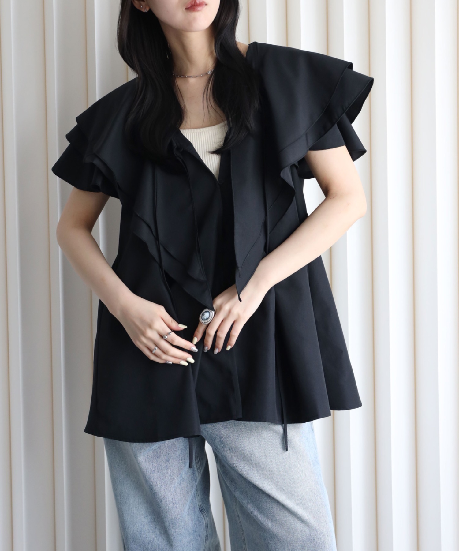 model：164cm. 着用サイズ：FREE