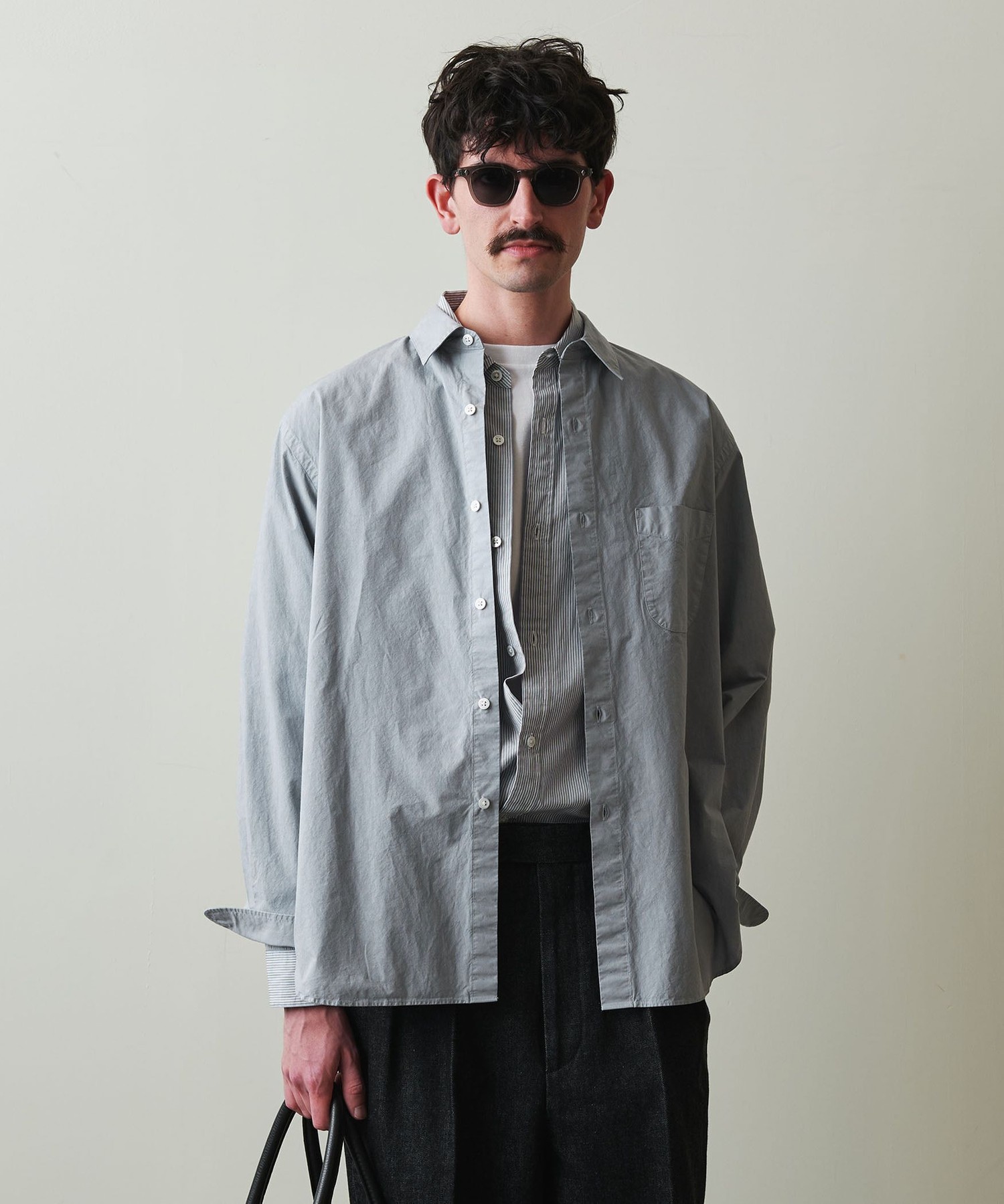 Steven Alan＞ ガーメントダイ ポプリン レギュラーカラー シャツ LOOSE