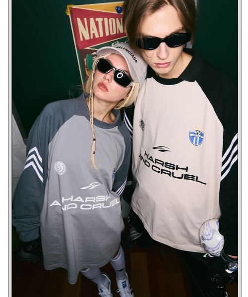 ロングライフアンドハピネス Longlife & Happiness AMOUR クルースウェットシャツ 裏起毛 （GREY MARL） Longlife & Happiness（ロングライフアンドハピネス） North