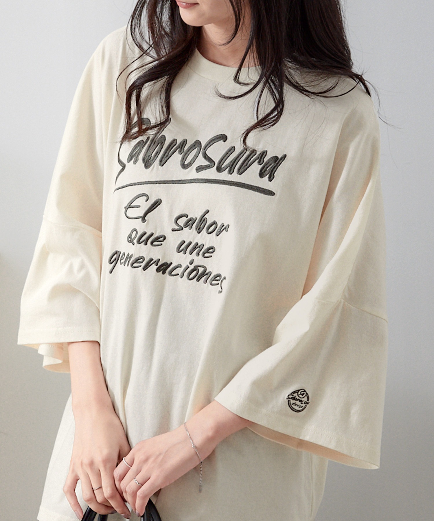 2WAY グラフィック刺繍 オーバーサイズ半袖Tシャツ MONO-MART