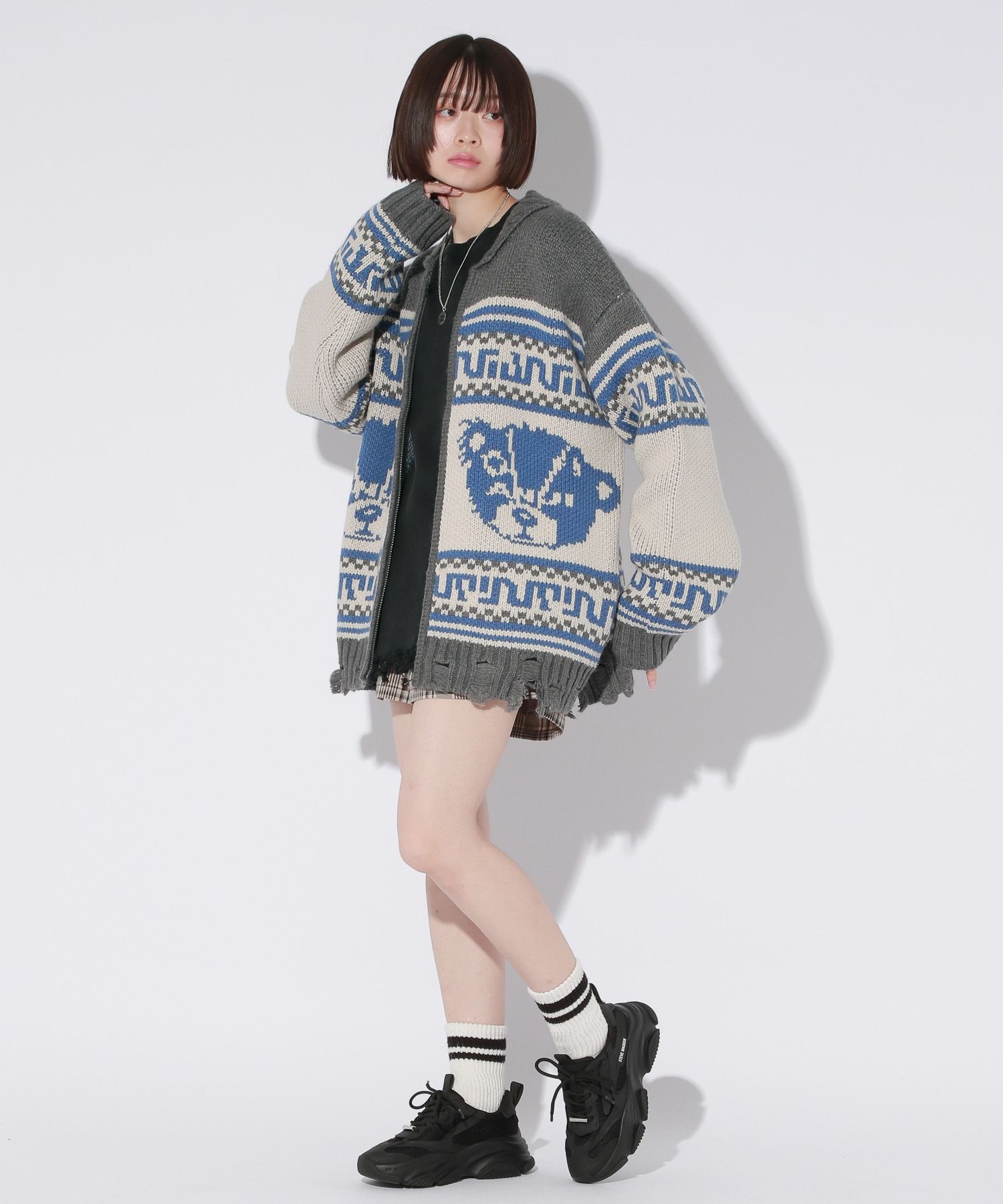 UNISEX】GRMベアーカウチンニットカーディガン