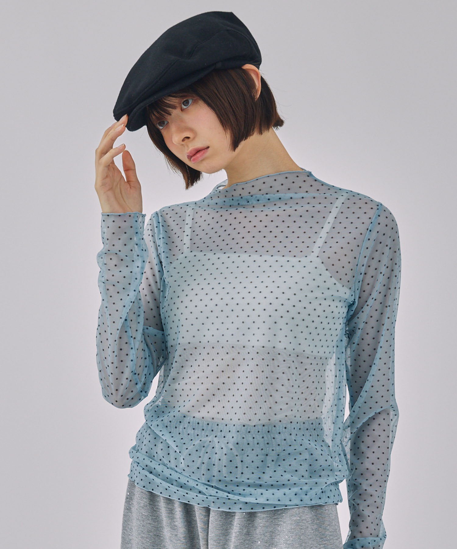 Unblend】ドット柄シアー長袖トップス MONO-MART LADY'S│MONO