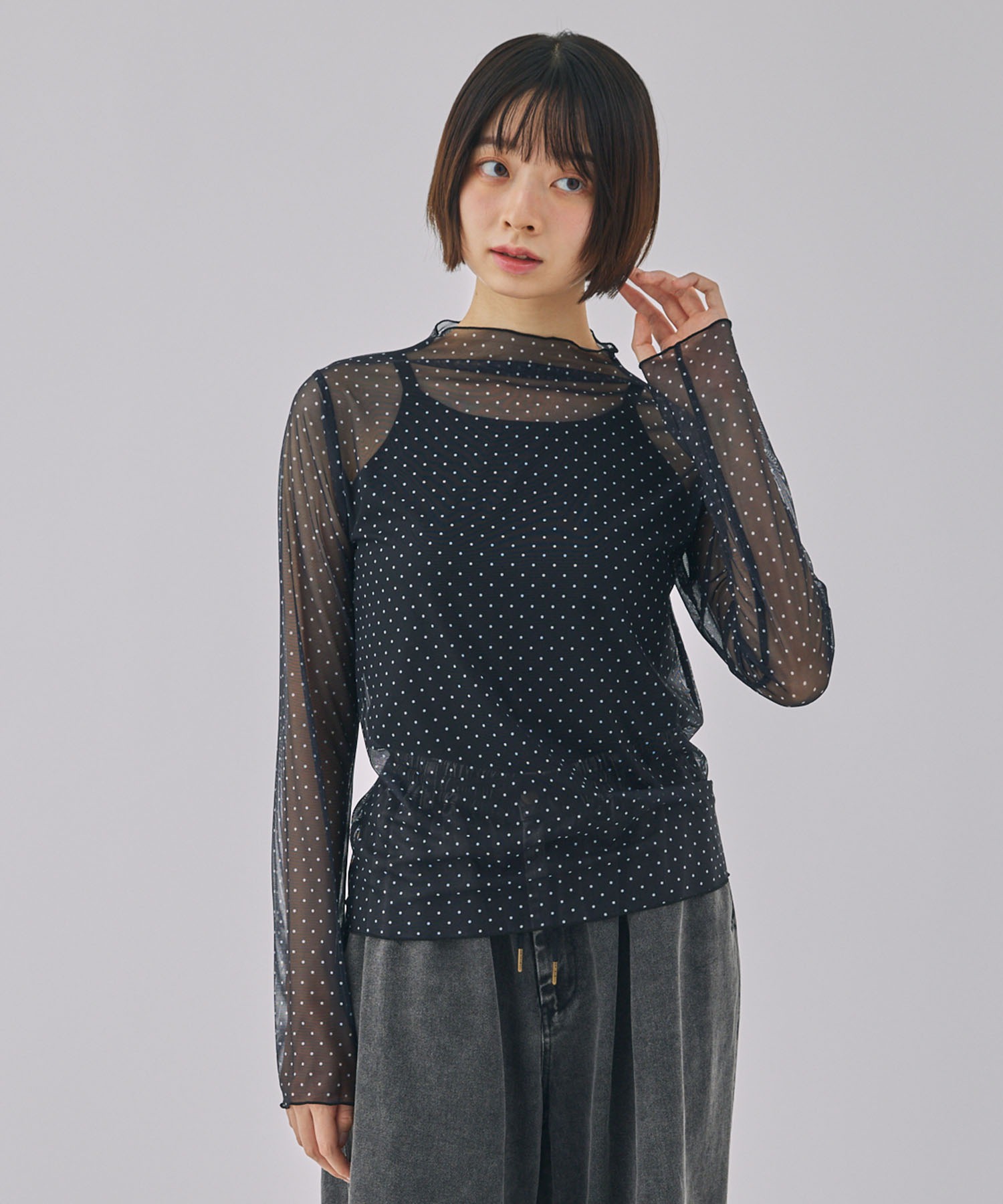 【なん】 POPPY ドット柄 シアートップス なん】 POPPY ドット柄 シアートップス Dot lace see-through