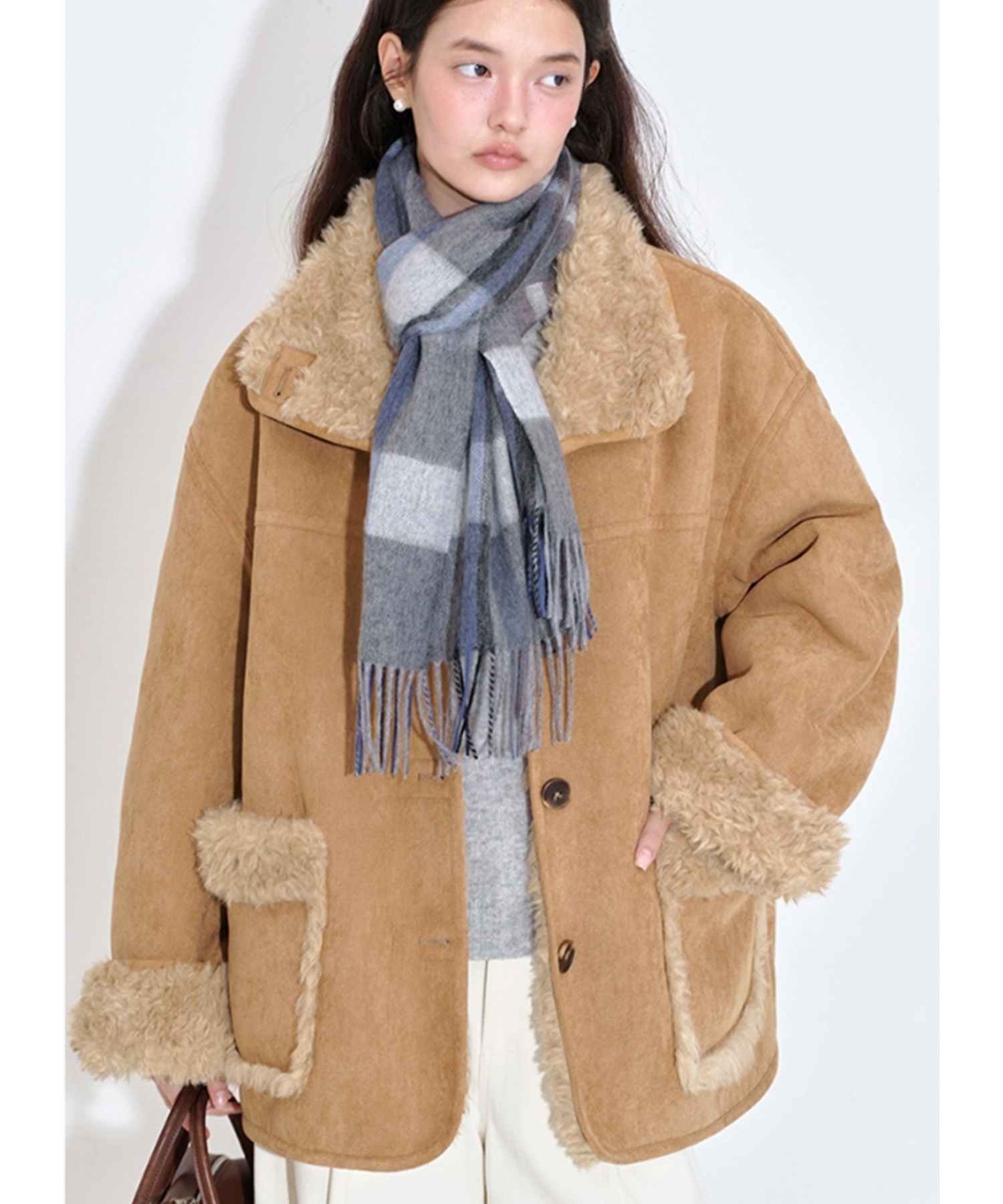 ヒロ！プラダ　ミンク襟ムートンジャケット　気まぐれで大幅お値下げ中！ プラダ PRADA ミンクファー襟 ムートンジャケット アウター ボア 40