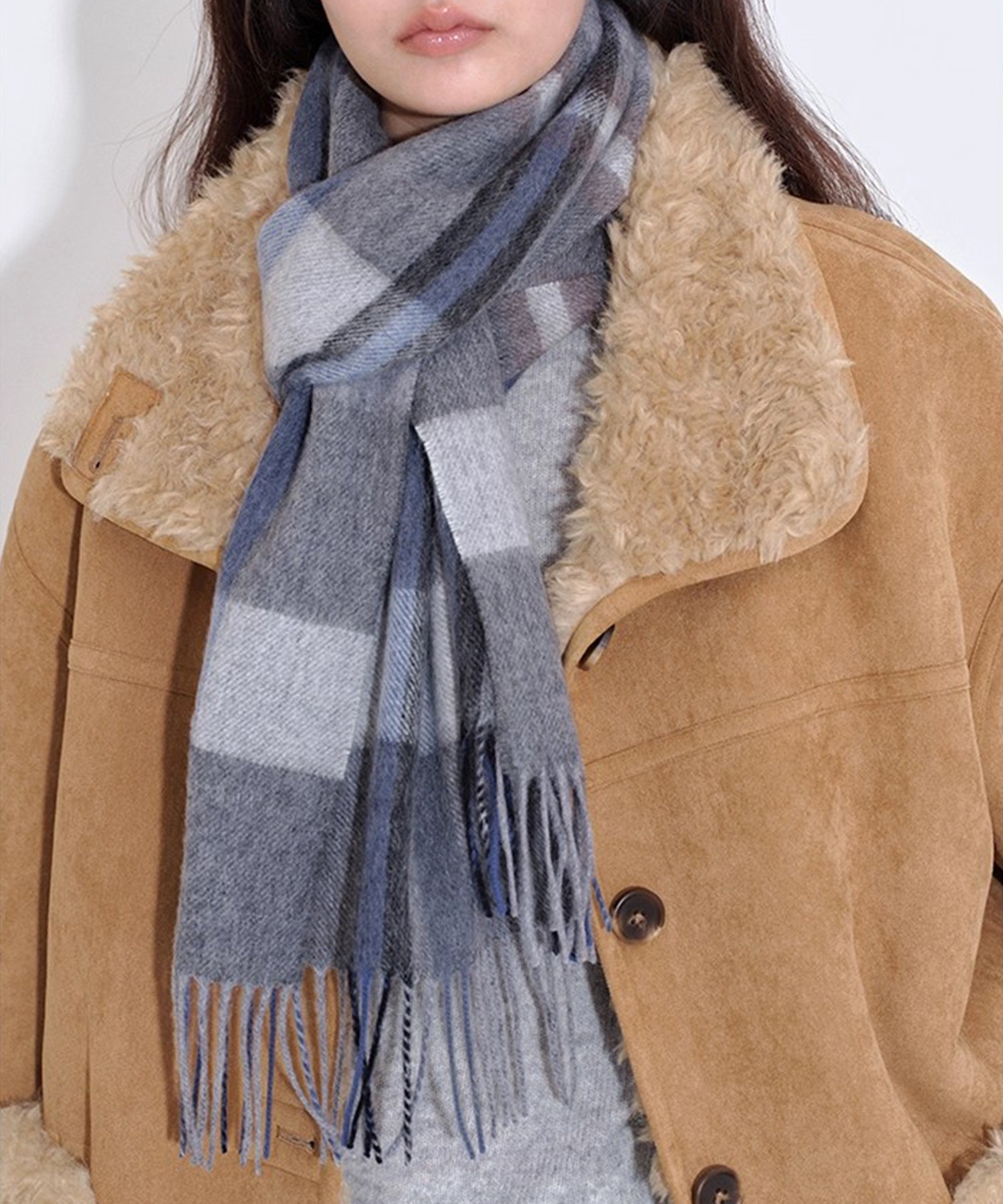 スタンドカラー フェイクファーラペル ムートンジャケット FQ25W136