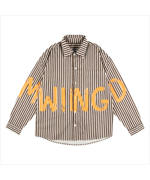 douce harmoni 青と黄色のストライプ パールボタンアップシャツ 新品 BOWTE | ITALIAN FABRIC SAX BLUE STRIPES SHIRT