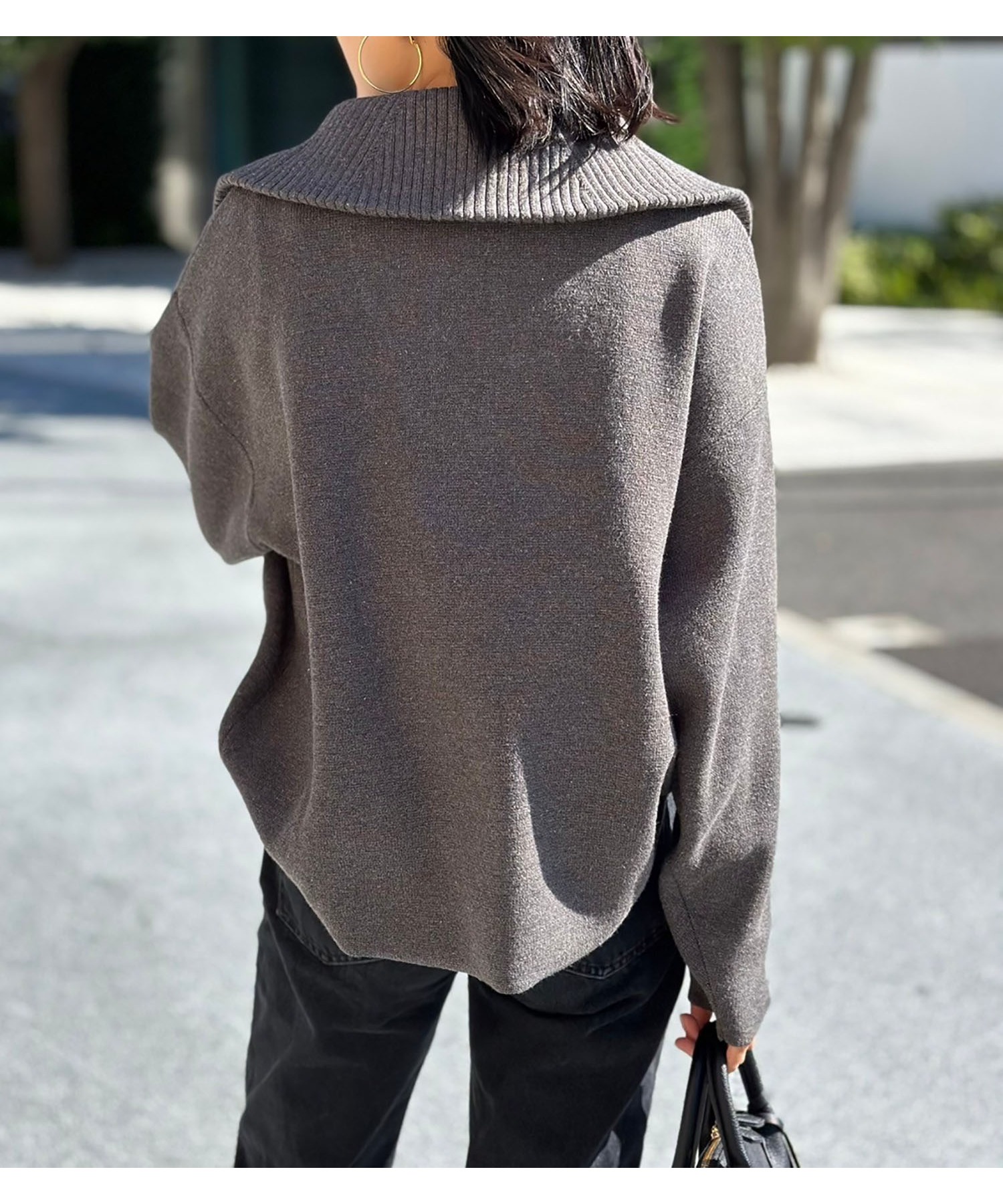 オーバーカラーハーフジップニットプルオーバー Emma Taylor