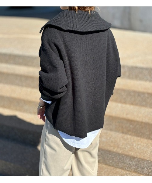 オーバーカラーハーフジップニットプルオーバー Emma Taylor