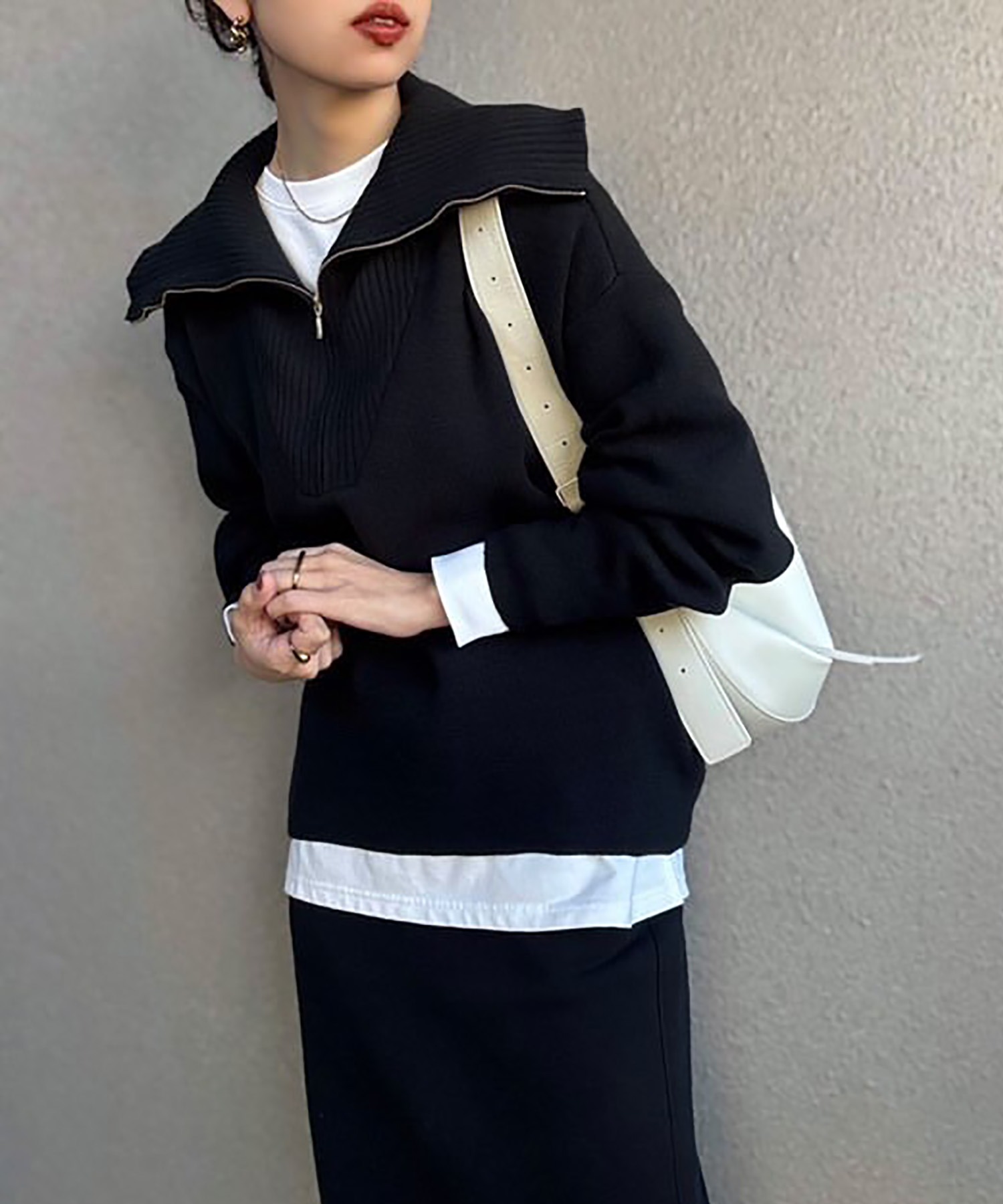 オーバーカラーハーフジップニットプルオーバー Emma Taylor