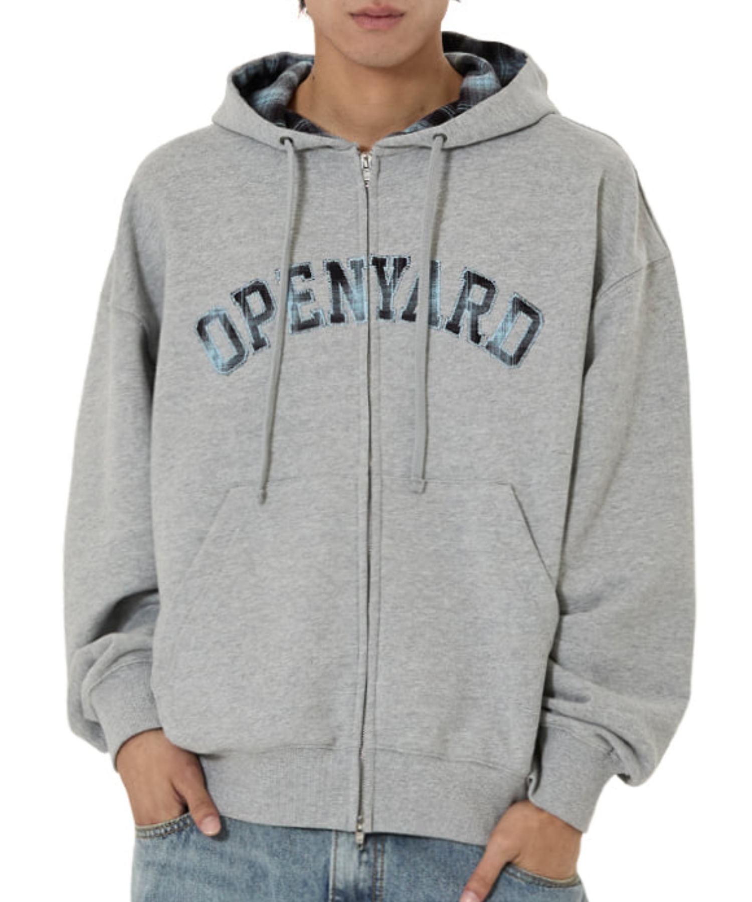 OY/オーワイ』FLANNEL CHECK LOGO HOODIE ZIP UP/フランネルチェック