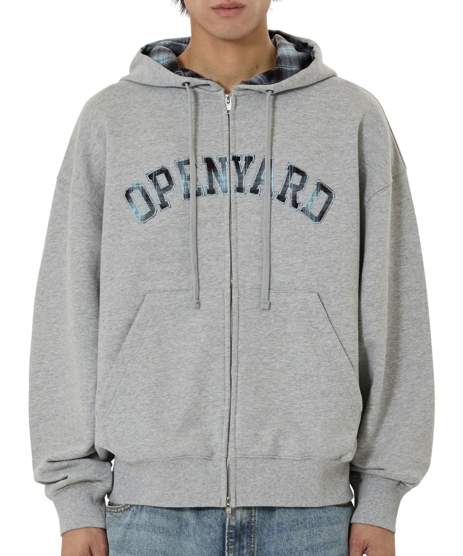 OY/オーワイ』FLANNEL CHECK LOGO HOODIE ZIP UP/フランネルチェック