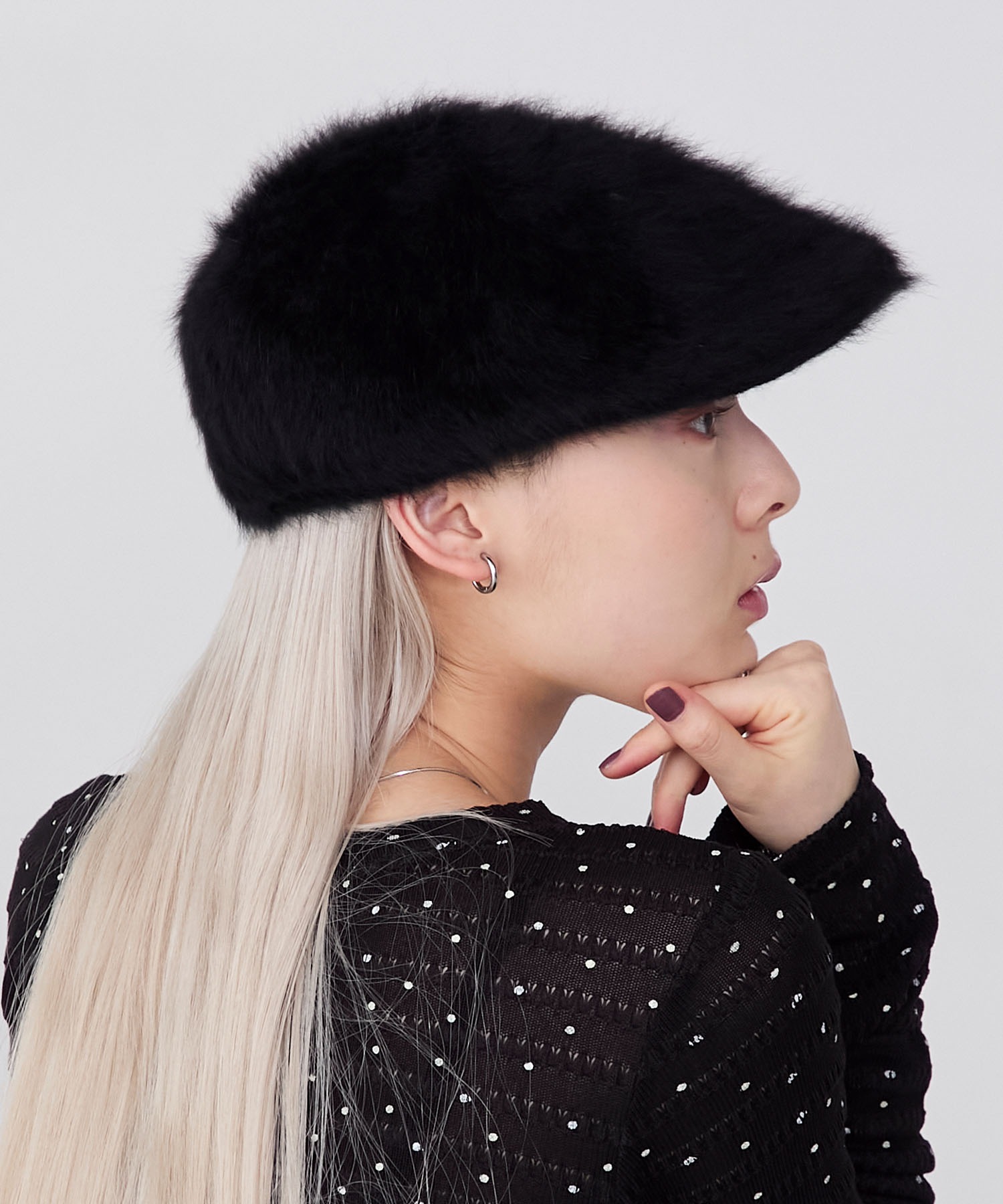 forksy.】ボリュームフェイクファーハンチングベレー帽 forksy.│MONO