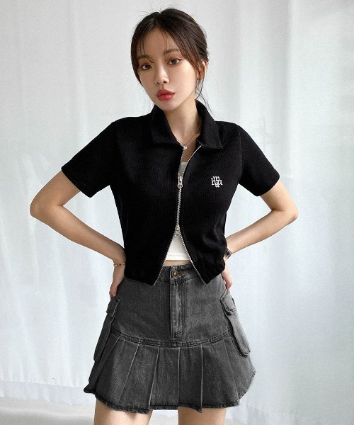 A'GEM/9 × .kom『muah muah/ムーアムーア』SLIM FIT KNIT ZIPUP