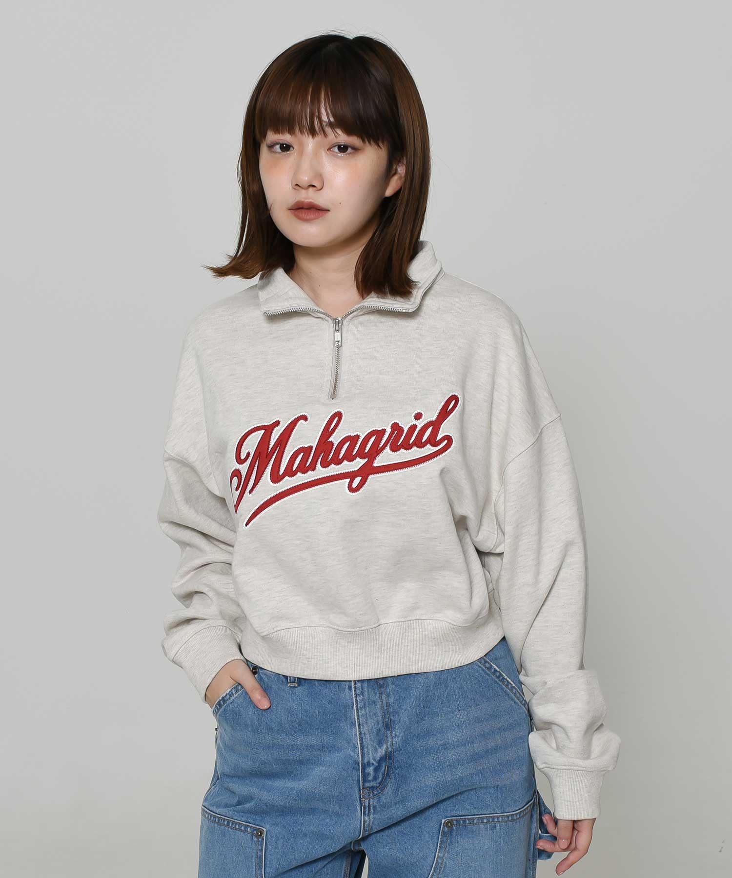 [MAHAGRID] SCRIPT LOGO HALF ZIP UP/追跡付 mahagrid/マハグリッド』 SCRIPT LOGO CROP HALF ZIP UP
