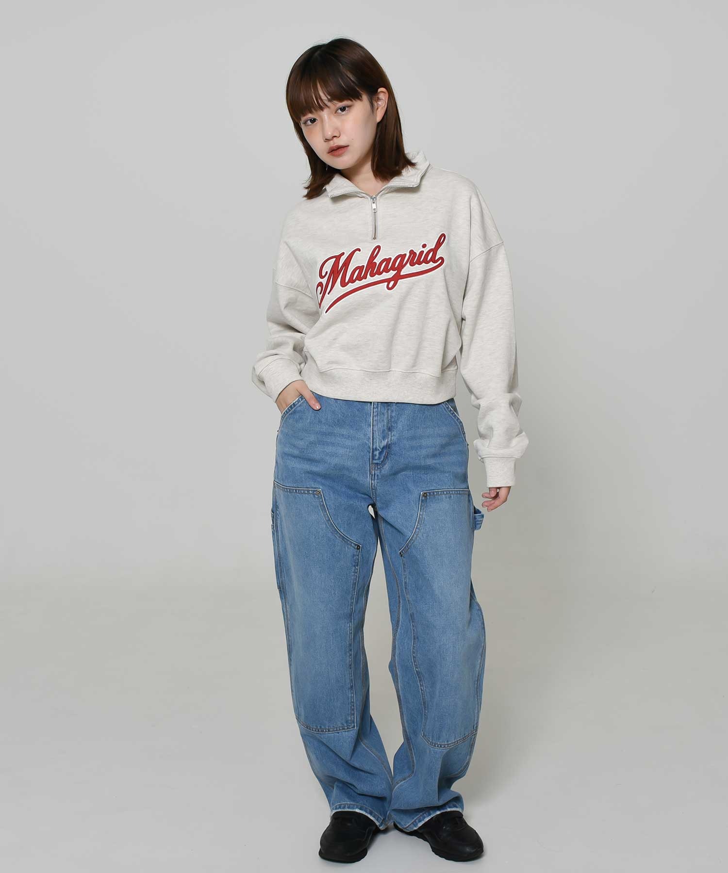 [MAHAGRID] SCRIPT LOGO HALF ZIP UP/追跡付 mahagrid/マハグリッド』 SCRIPT LOGO CROP HALF ZIP UP