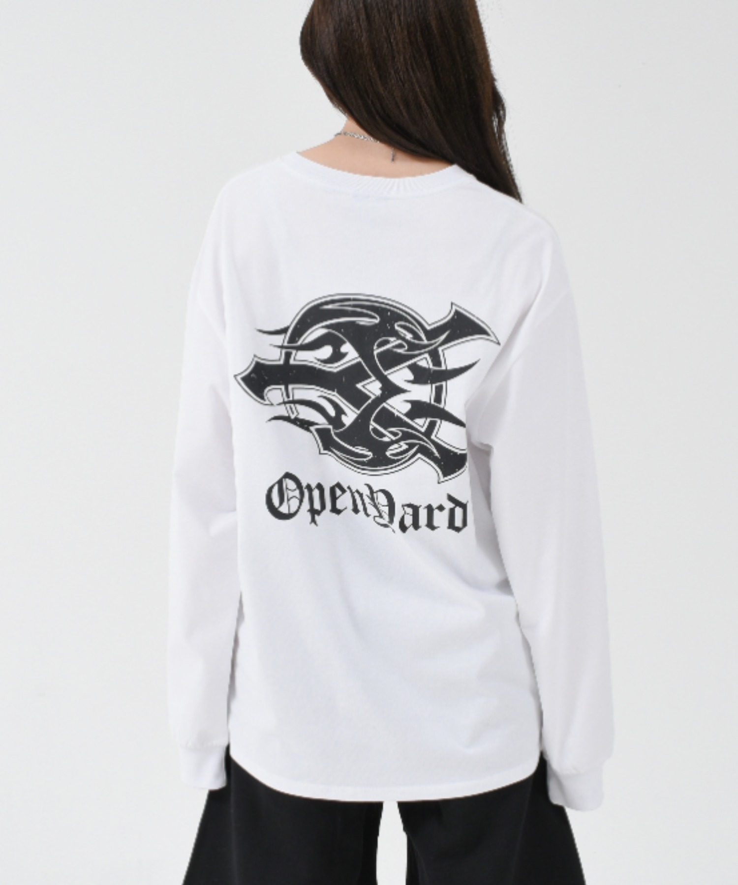 ★OY★TRIBAL LOGO L/S TEE - BLACK★正規品/韓国直送料込/人気 OY/オーワイ』 TRIBAL LOGO L/S TEE/トライバルロゴ長袖