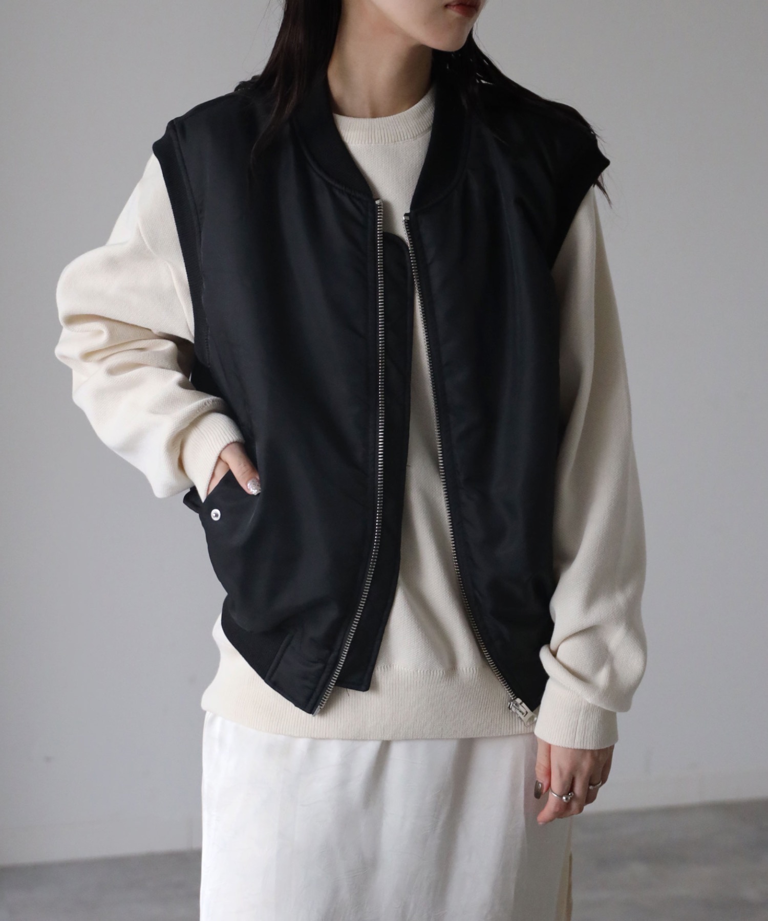 model：164cm. 着用サイズ：FREE