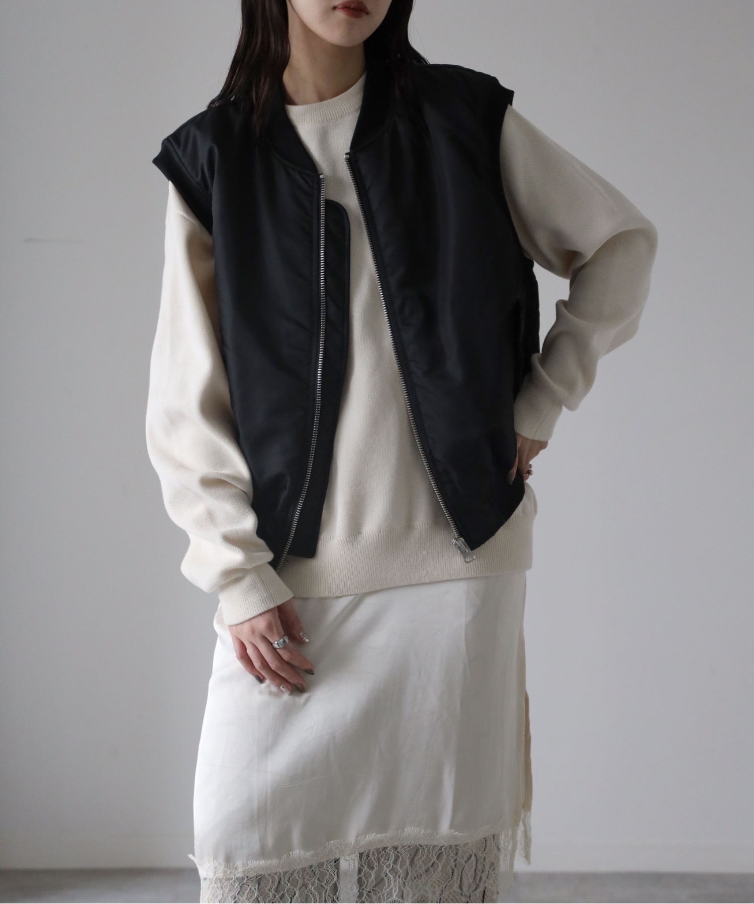 model：164cm. 着用サイズ：FREE
