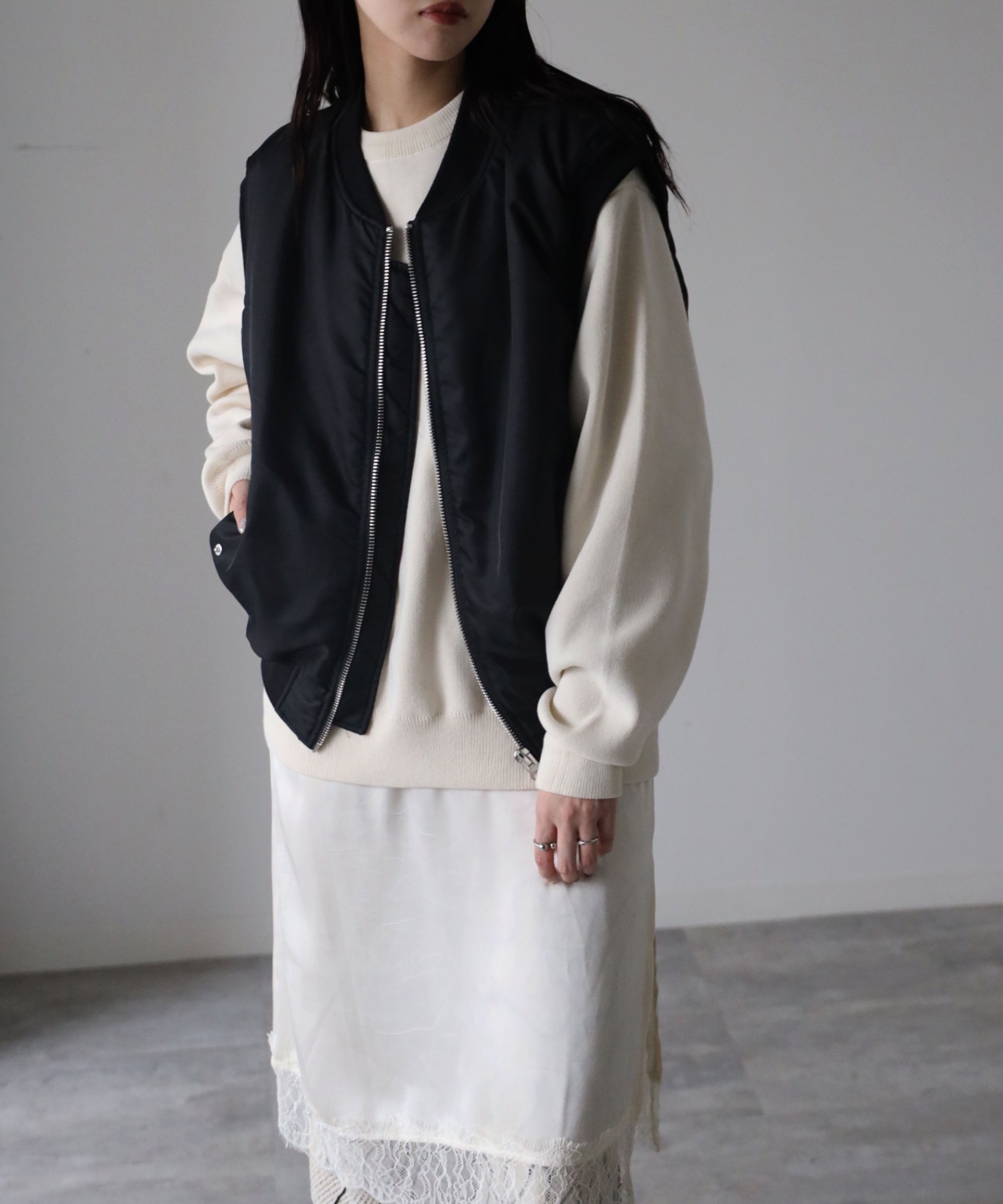 model：164cm. 着用サイズ：FREE