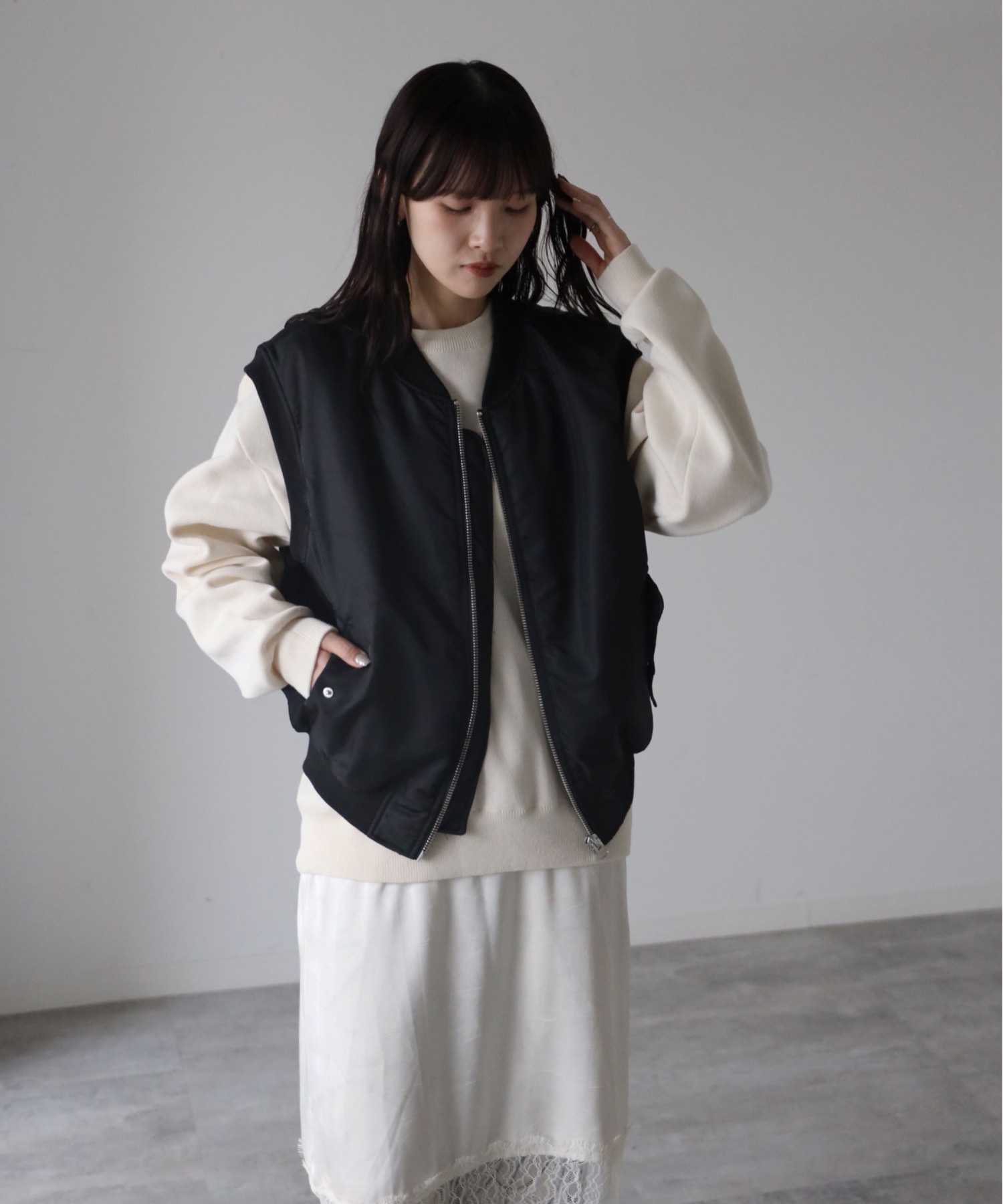 model：164cm. 着用サイズ：FREE