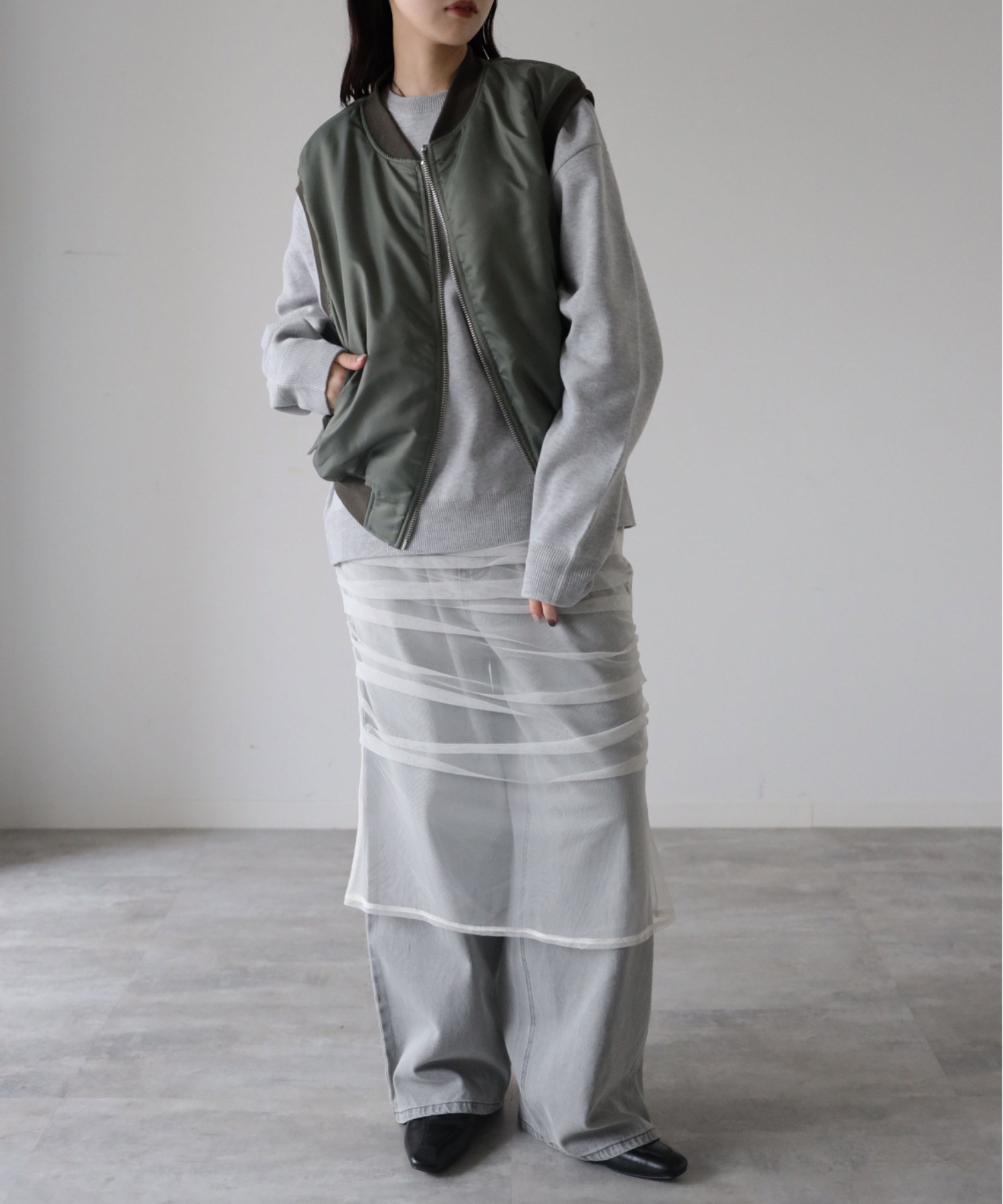 model：164cm. 着用サイズ：FREE