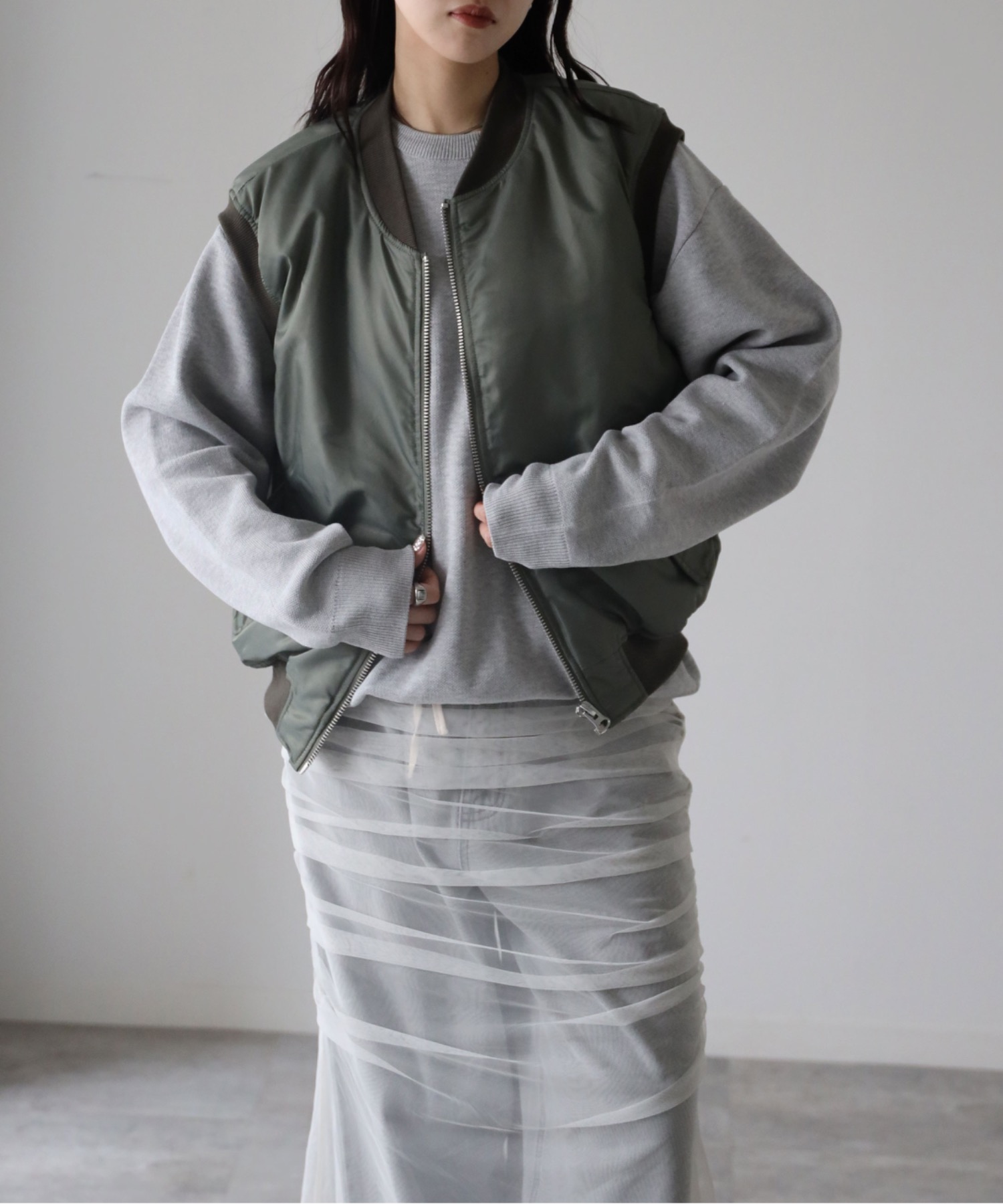 model：164cm. 着用サイズ：FREE